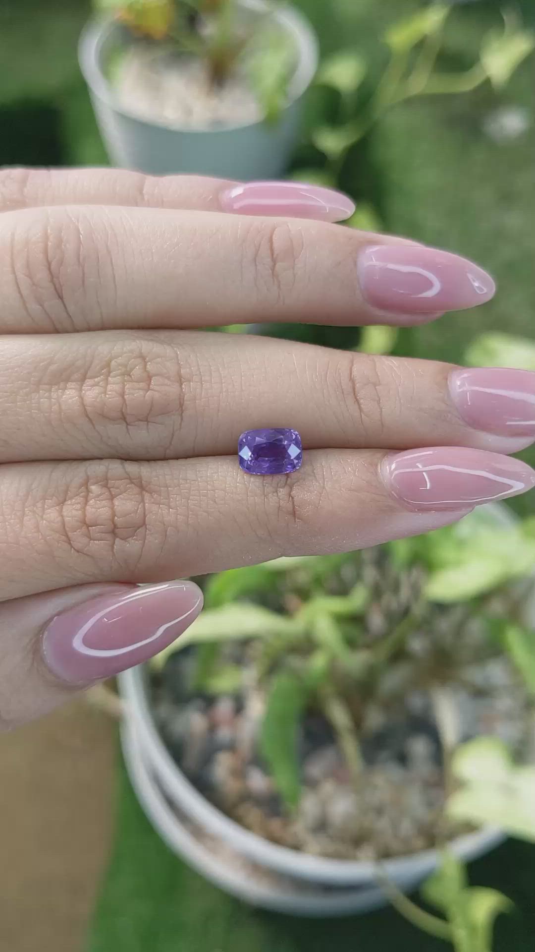 1.63 Ct. Violet Sapphire from Ceylon (Sri Lanka) Size Video