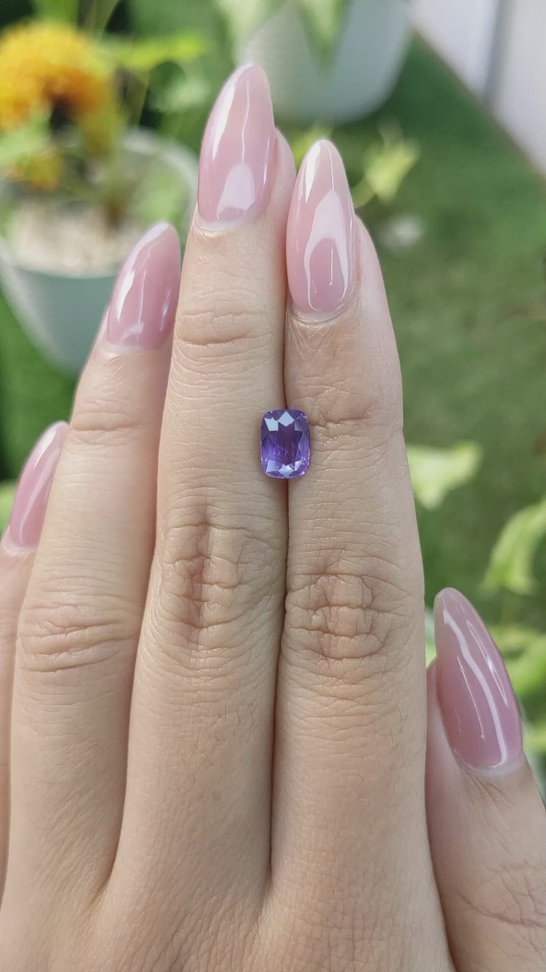 1.63 Ct. Violet Sapphire from Ceylon (Sri Lanka) Size Video