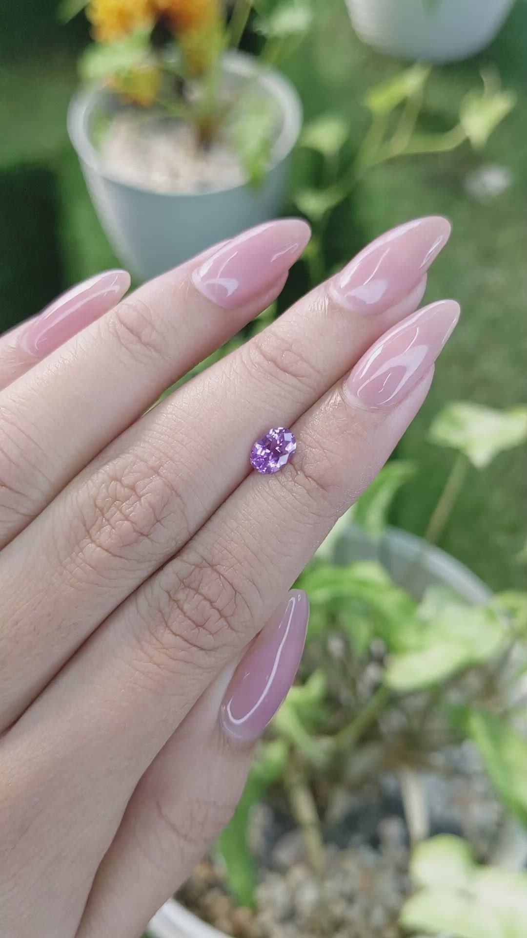 0.96 Ct. Pinkish Purple Sapphire from Ceylon (Sri Lanka) Size Video