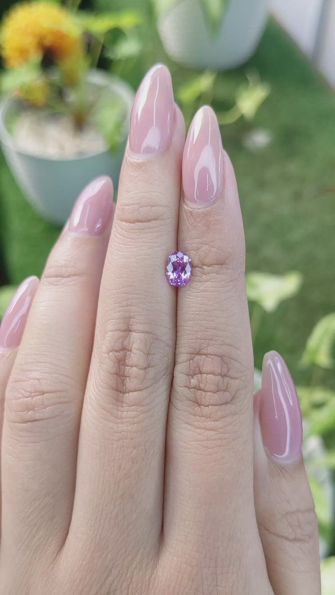0.96 Ct. Pinkish Purple Sapphire from Ceylon (Sri Lanka) Size Video