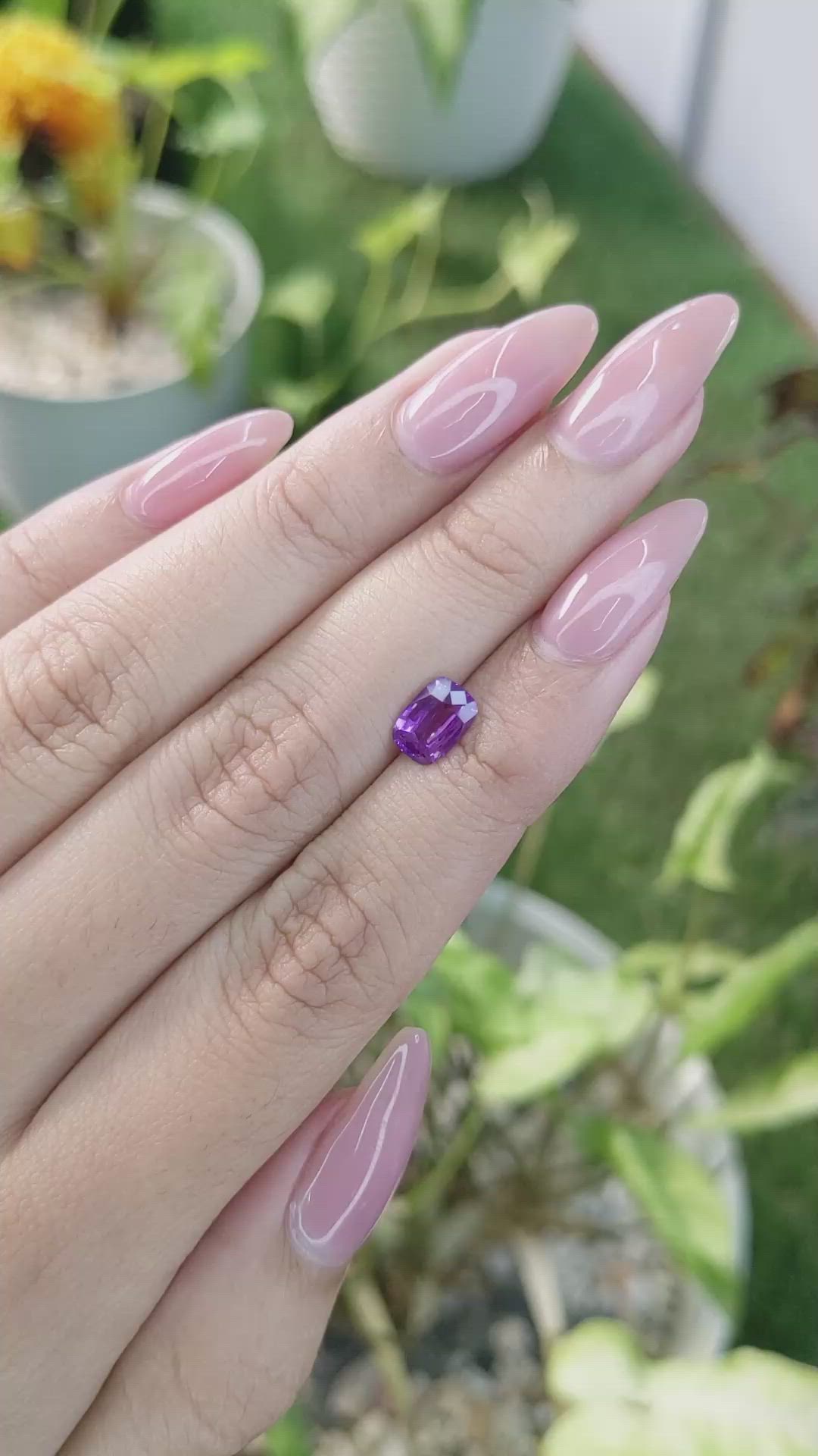 1.18 Ct. Pinkish Purple Sapphire from Ceylon (Sri Lanka) Size Video