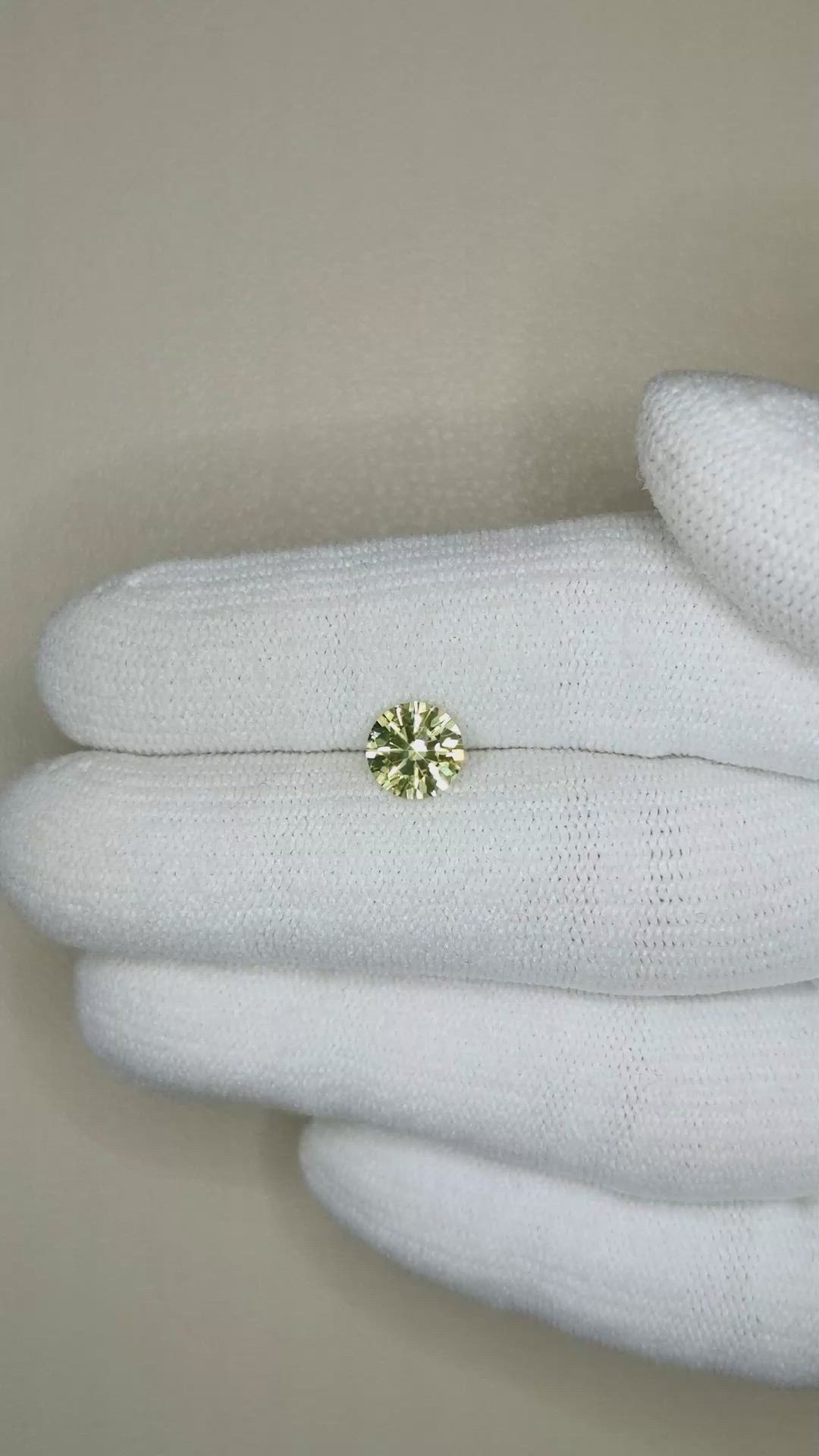 1.32 Ct. Greenish Yellow Sapphire from Montana Size Video