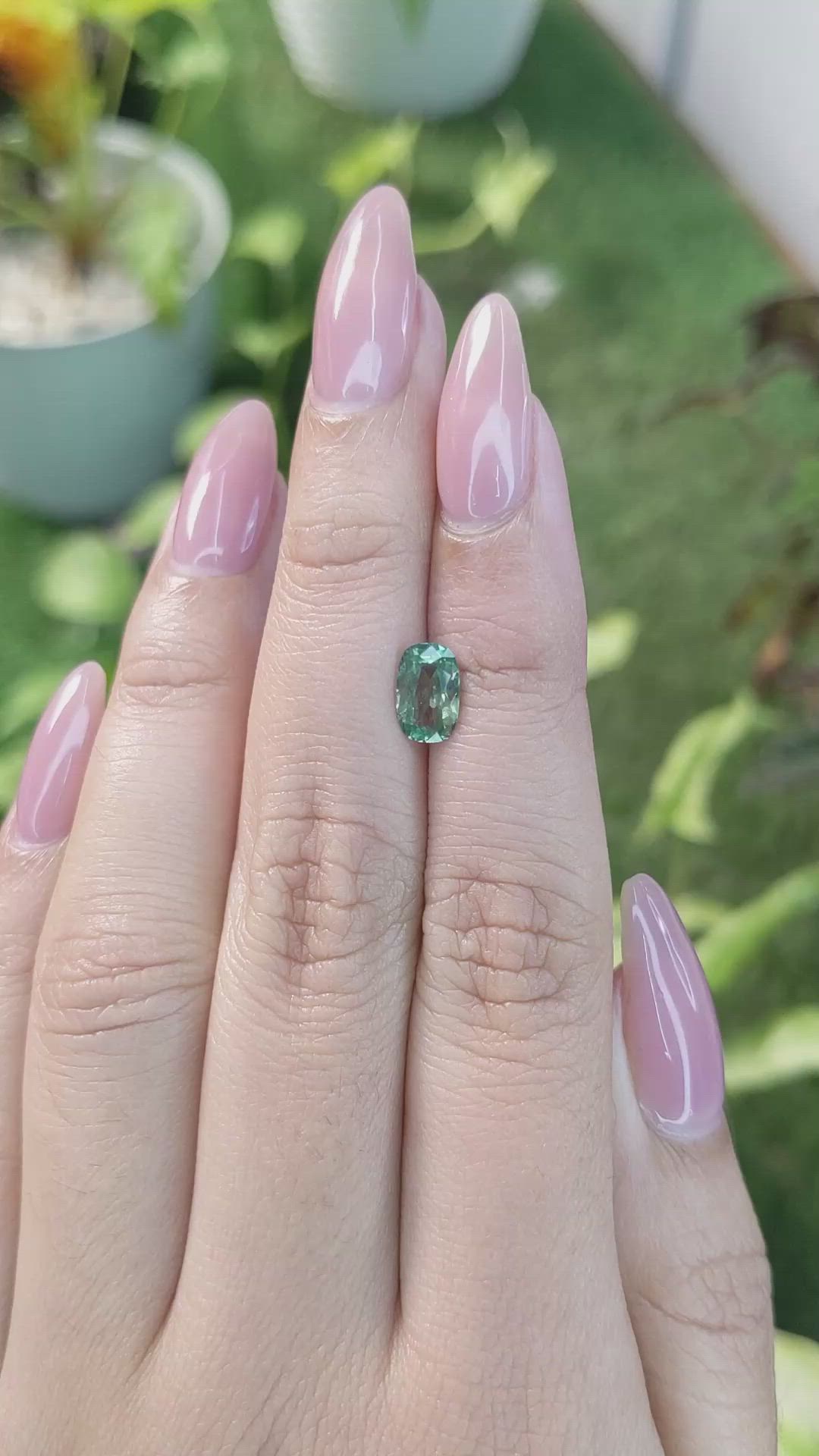 1.21 Ct. Green Sapphire from Madagascar Size Video