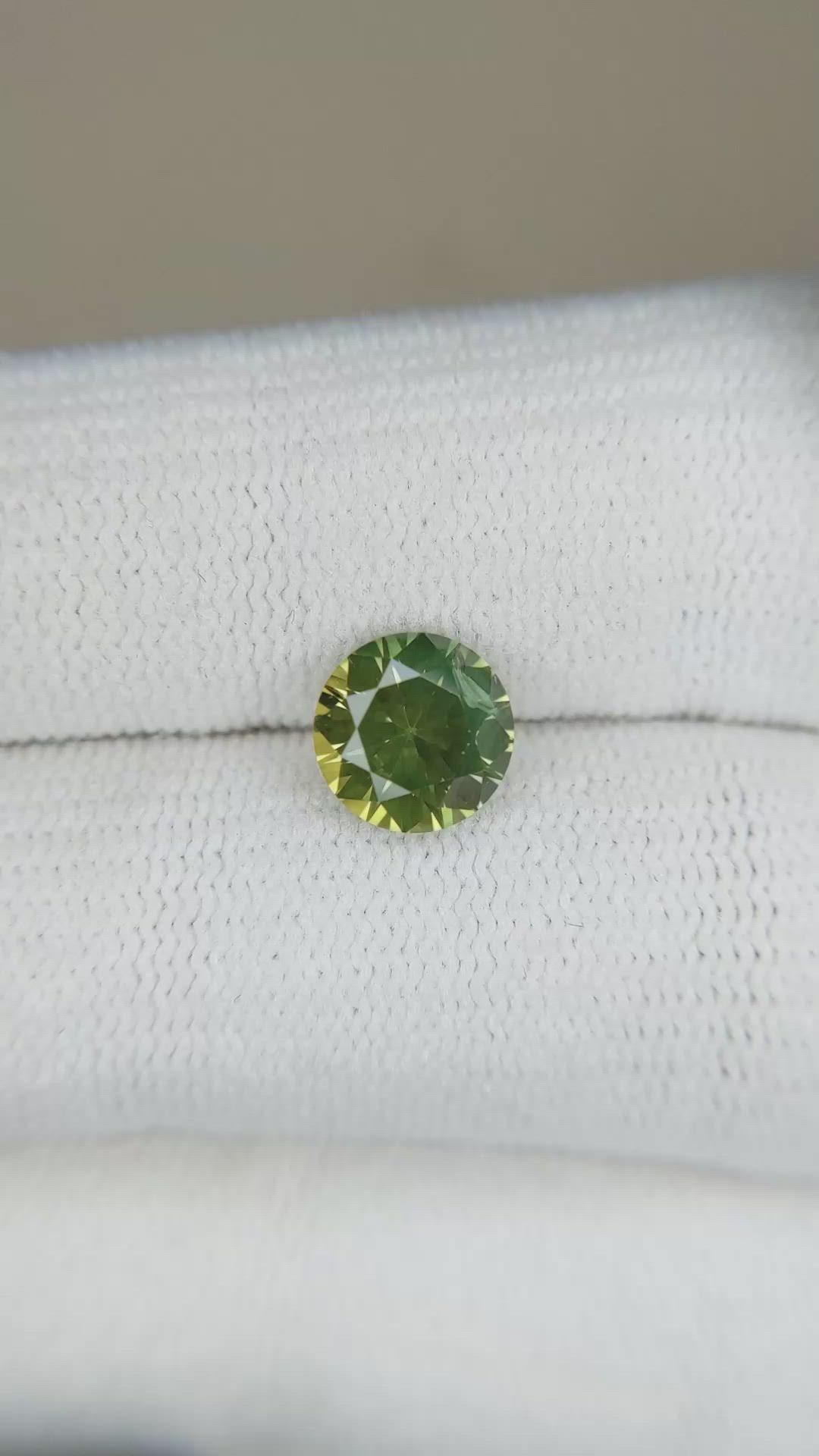 1.75 Ct. Yellowish Green Sapphire from Montana Size Video