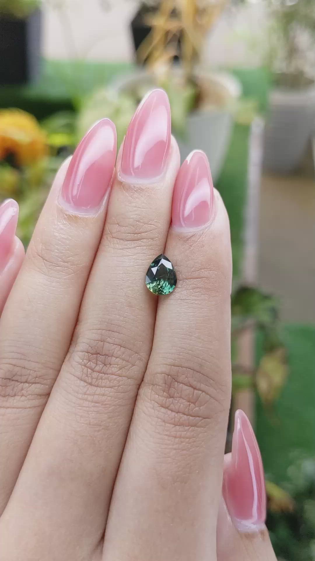 1.31 Ct. Green Sapphire from Madagascar Size Video