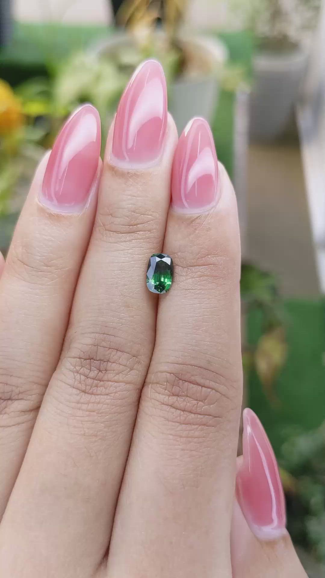 1.02 Ct. Green Sapphire from Madagascar Size Video