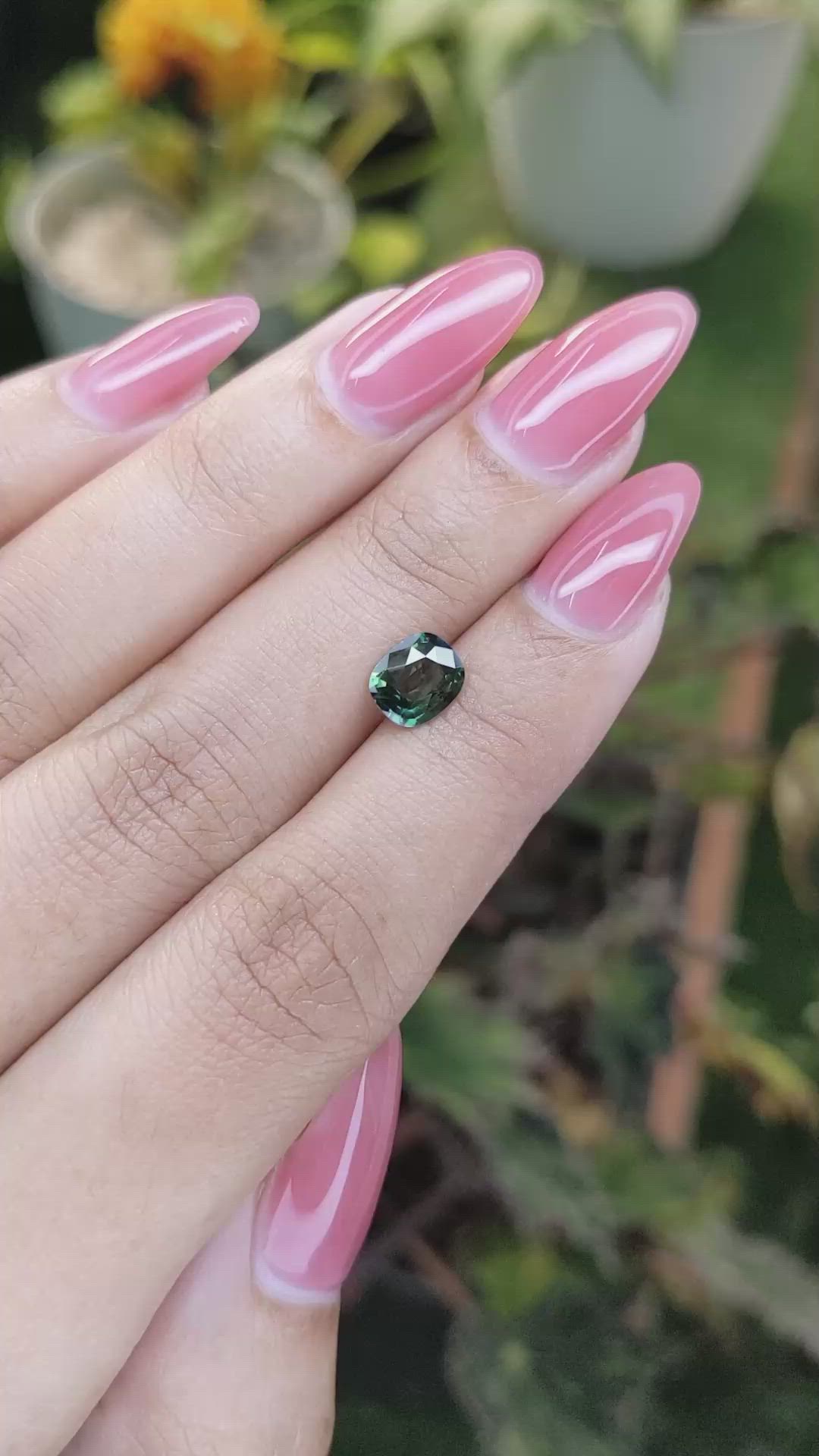 1.08 Ct. Bluish Green Sapphire from Madagascar Size Video