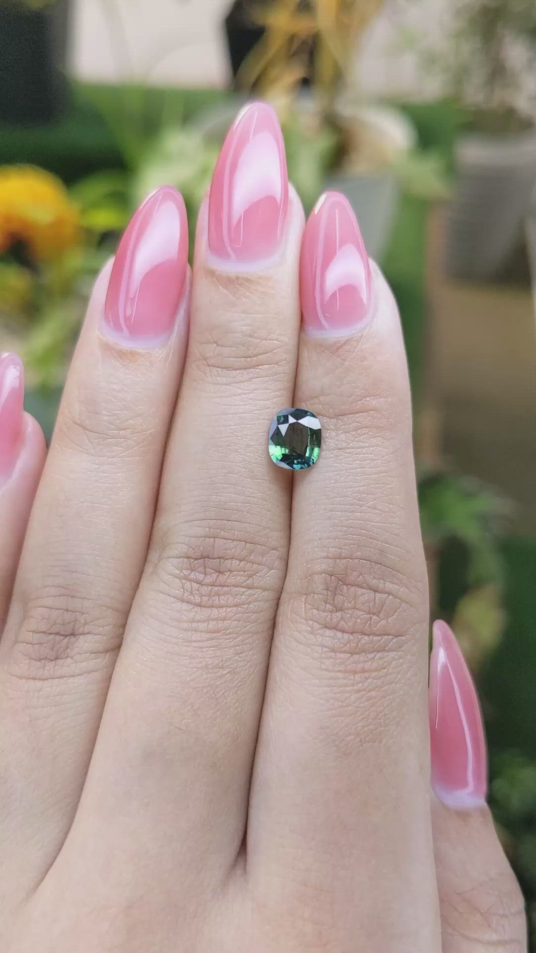 1.08 Ct. Bluish Green Sapphire from Madagascar Size Video