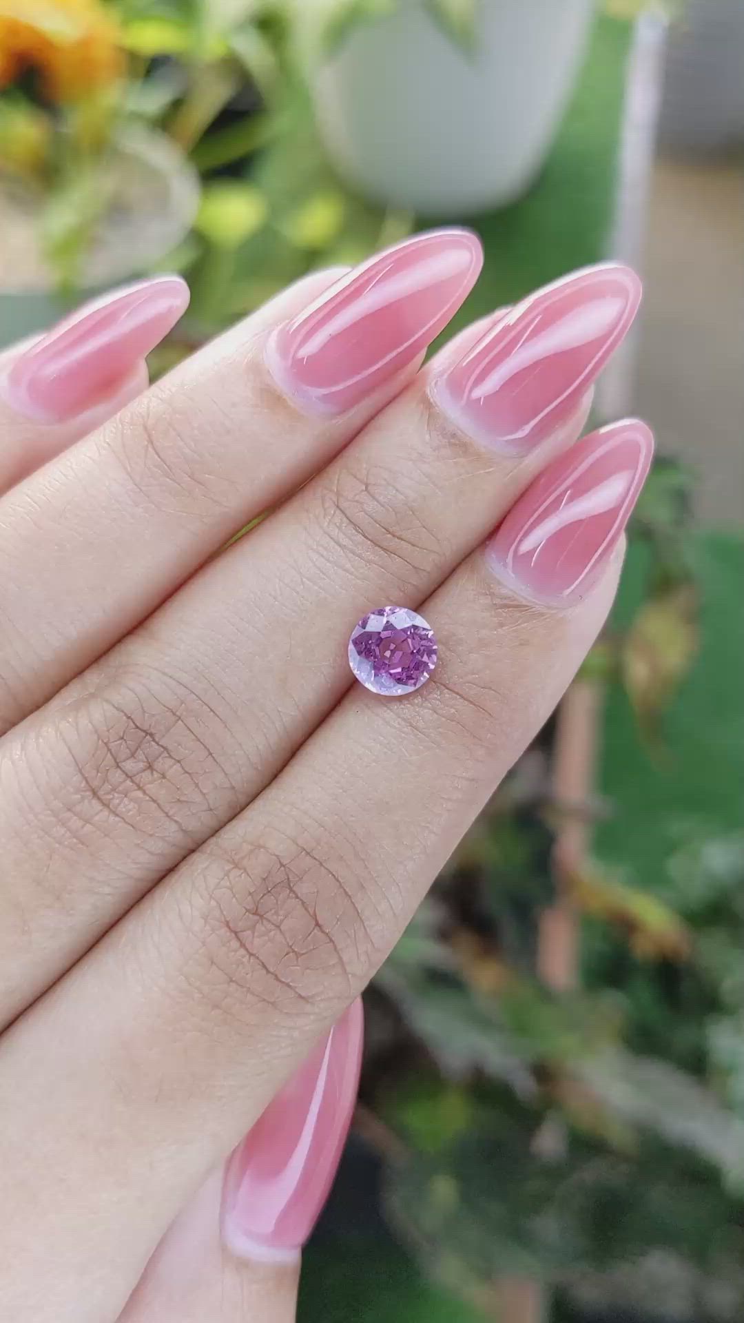 1.50 Ct. Pinkish Purple Sapphire from Ceylon (Sri Lanka) Size Video