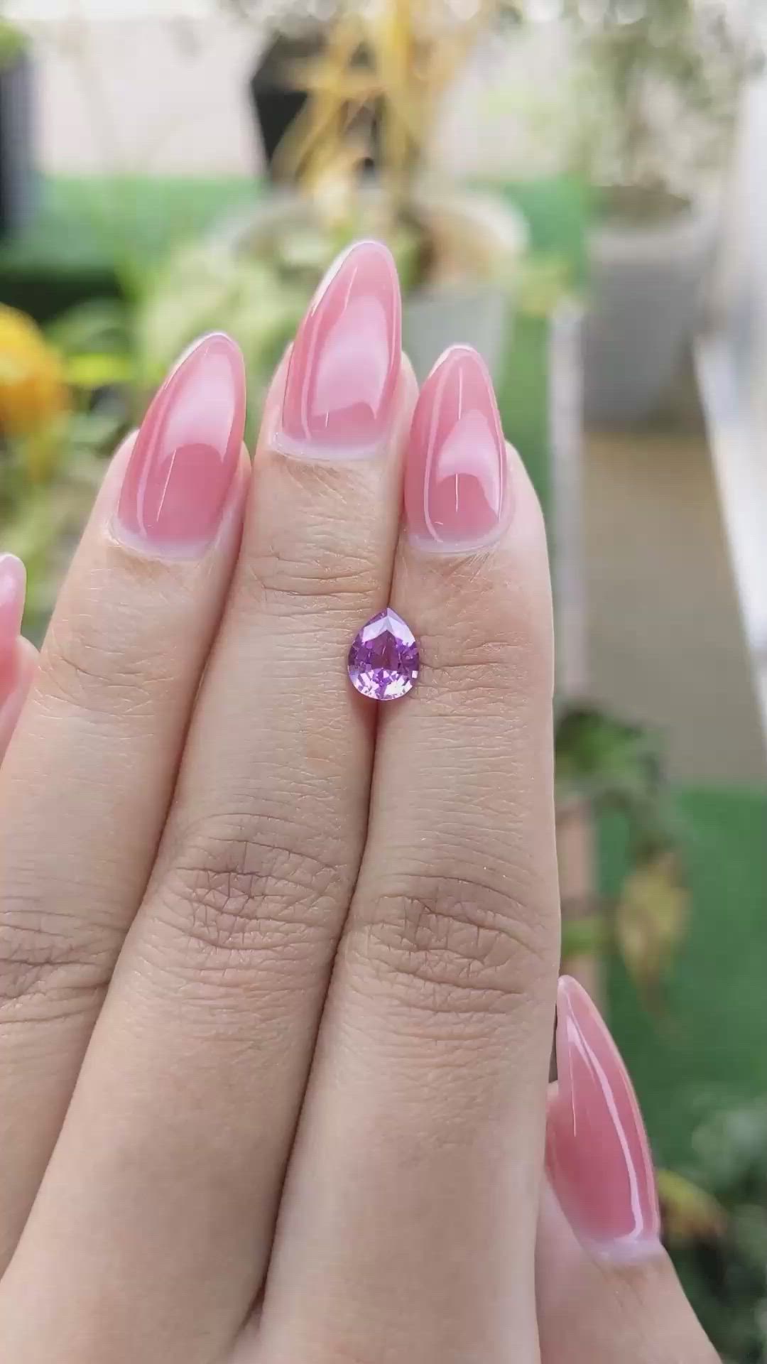 0.98 Ct. Pinkish Purple Sapphire from Ceylon (Sri Lanka) Size Video