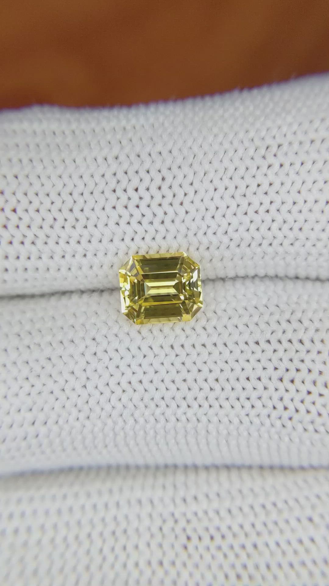 1.60 Ct. Yellow Sapphire from Ceylon (Sri Lanka) Size Video