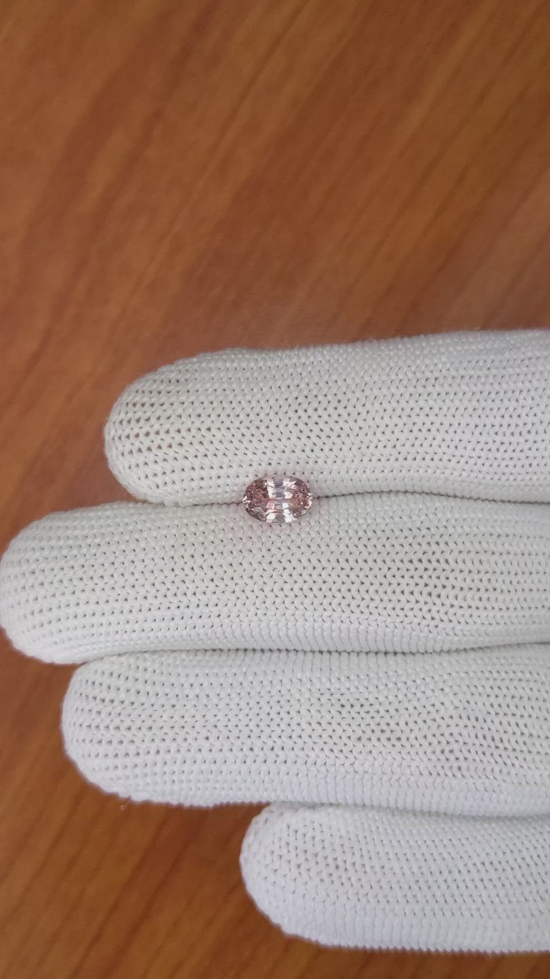 1.30 Ct. Peach Sapphire from Ceylon (Sri Lanka) Size Video