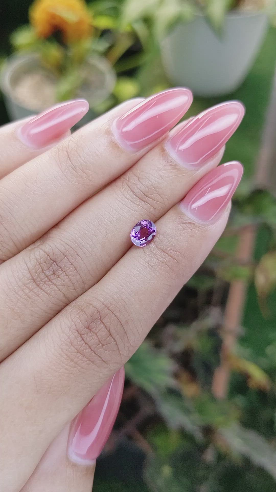 0.77 Ct. Pinkish Purple Sapphire from Ceylon (Sri Lanka) Size Video