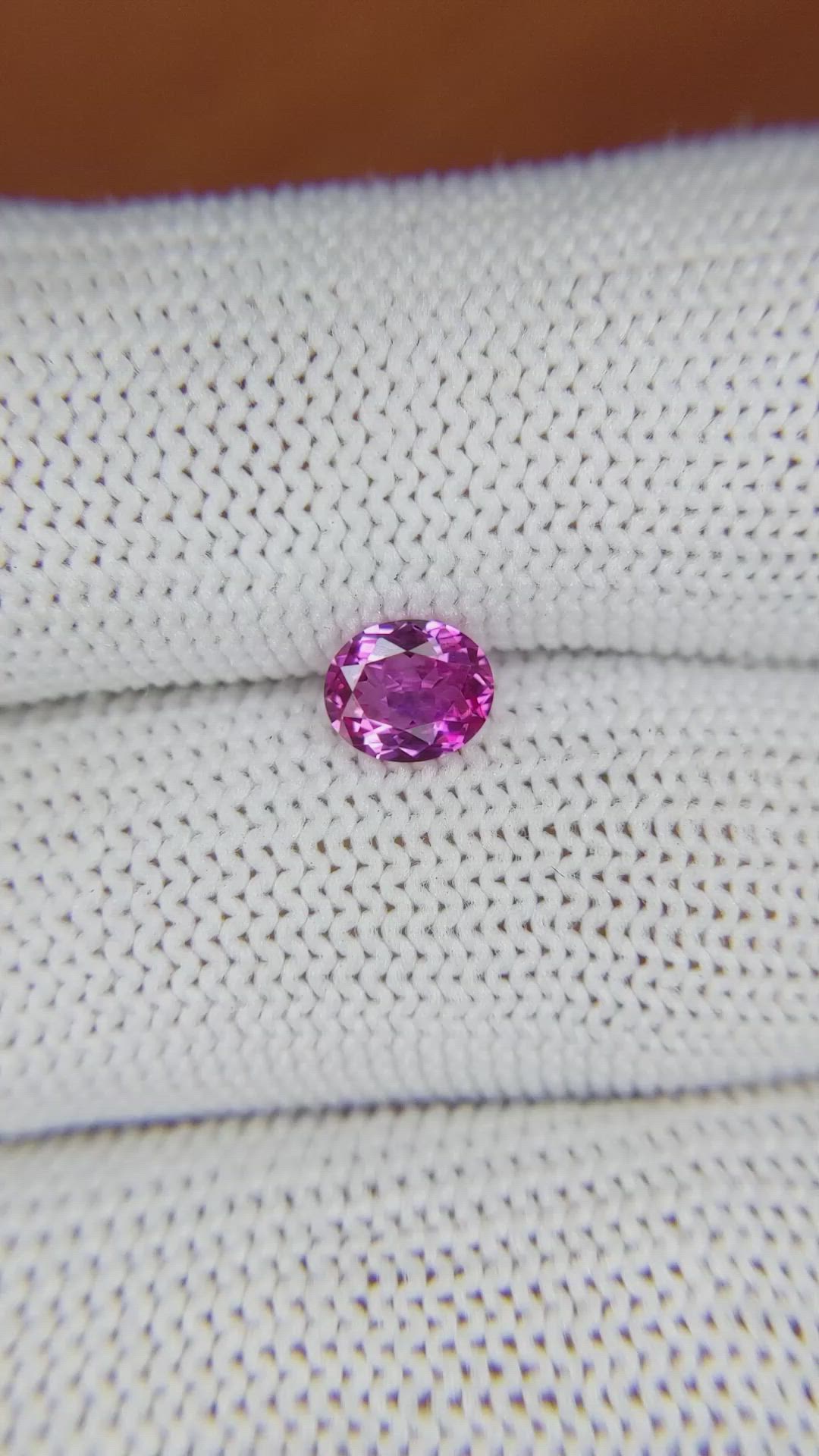 0.65 Ct. Purplish Pink Sapphire from Ceylon (Sri Lanka) Size Video