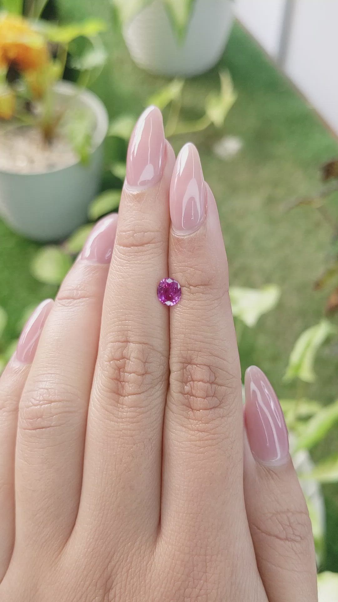 0.65 Ct. Purplish Pink Sapphire from Ceylon (Sri Lanka) Size Video