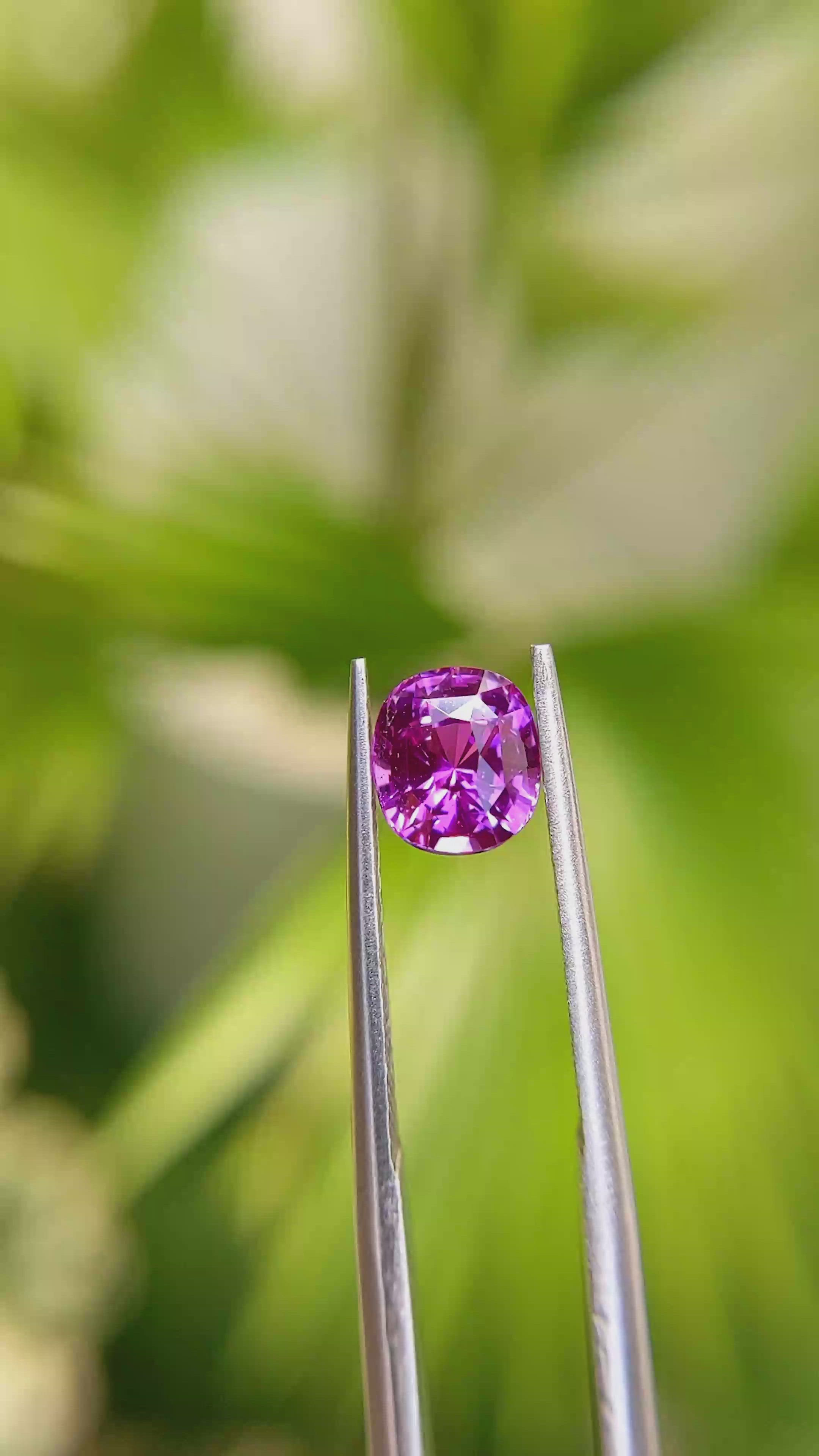 1.72 Ct. Purplish Pink Sapphire from Madagascar Size Video