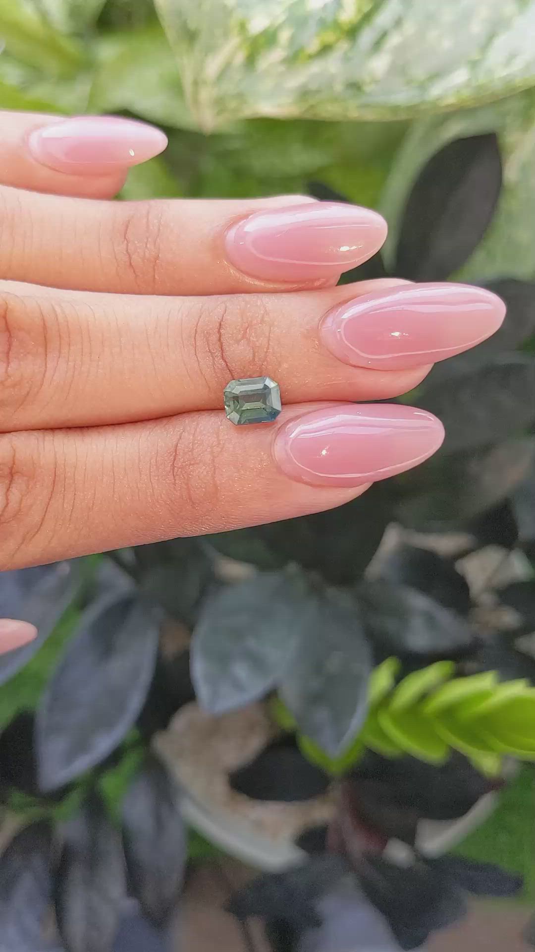 1.58 Ct. Bluish Green Sapphire from Madagascar Size Video