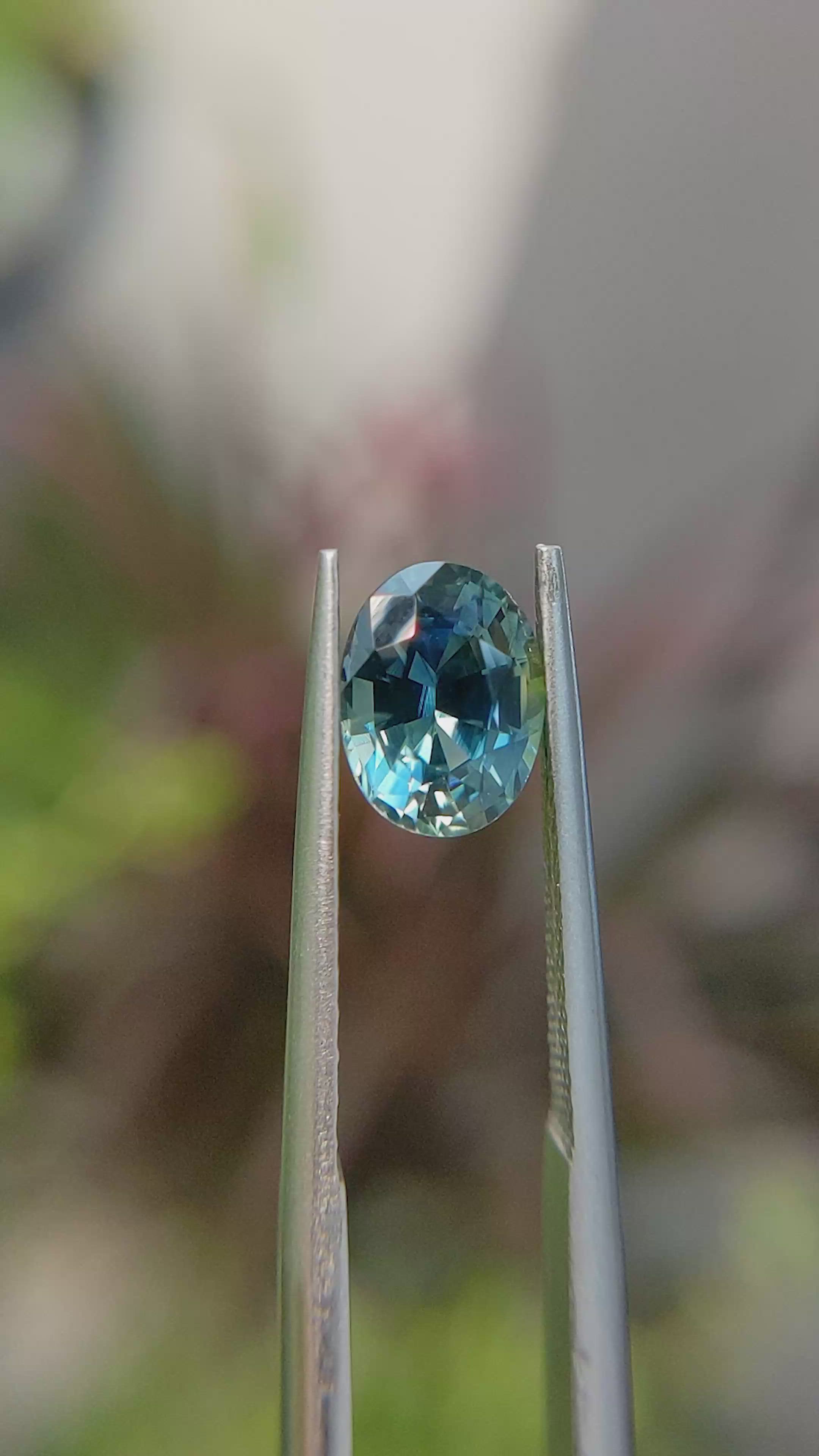 1.70 Ct. Greenish Blue Sapphire from Madagascar Size Video