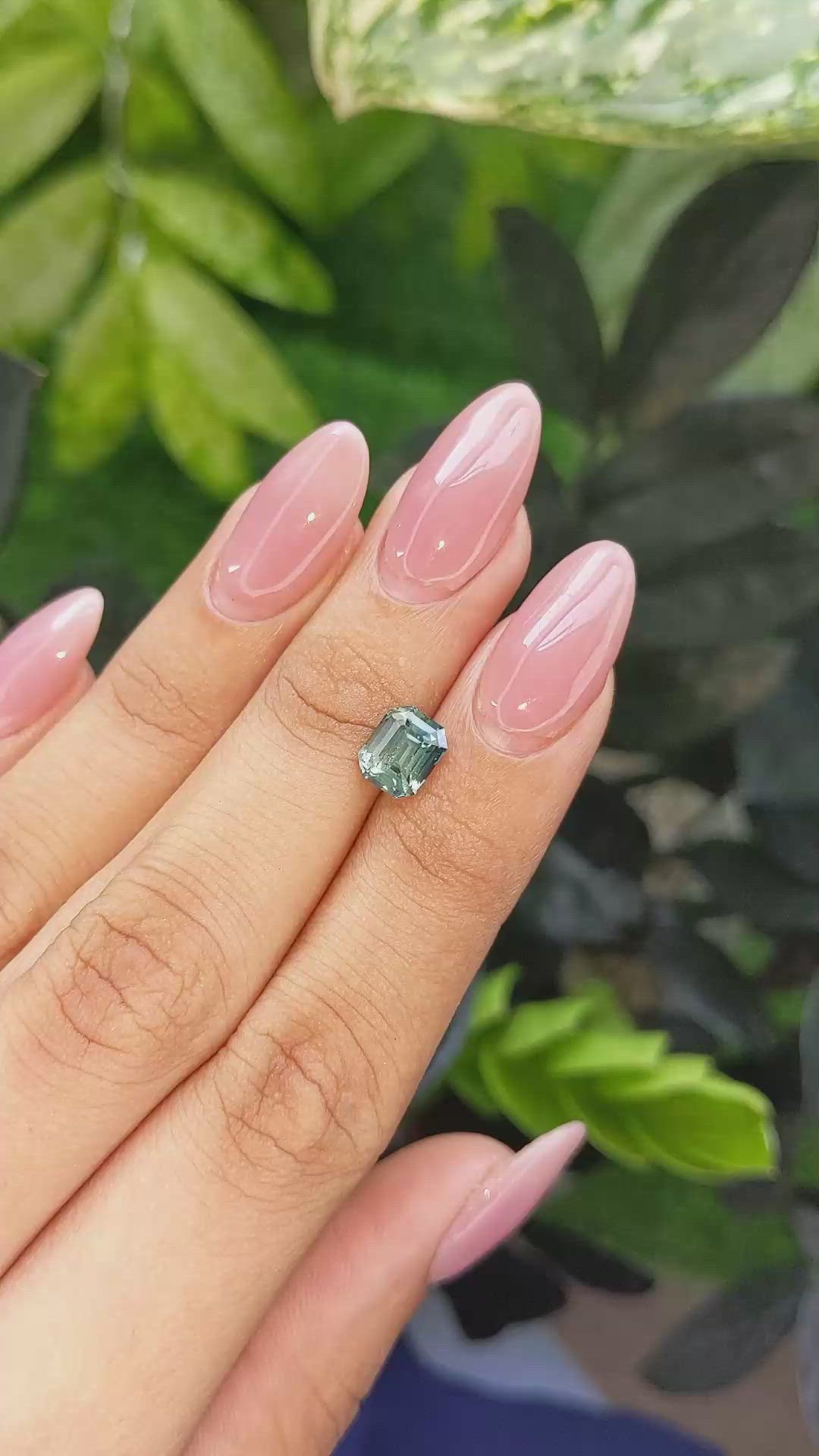 2.02 Ct. Bluish Green Sapphire from Madagascar Size Video