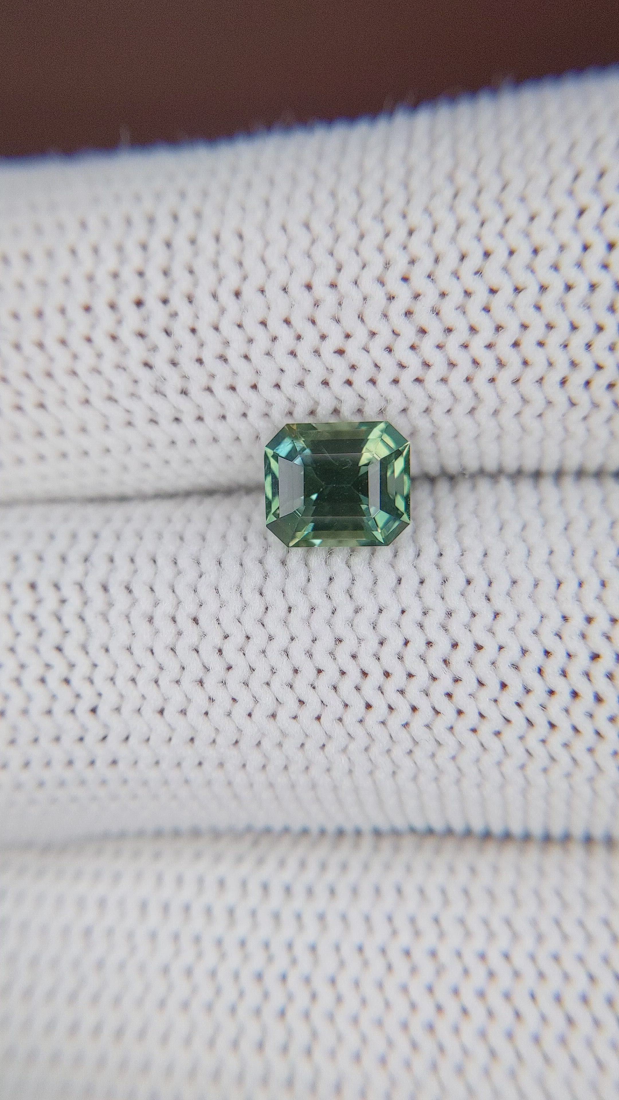 1.55 Ct. Bluish Green Sapphire from Madagascar Size Video