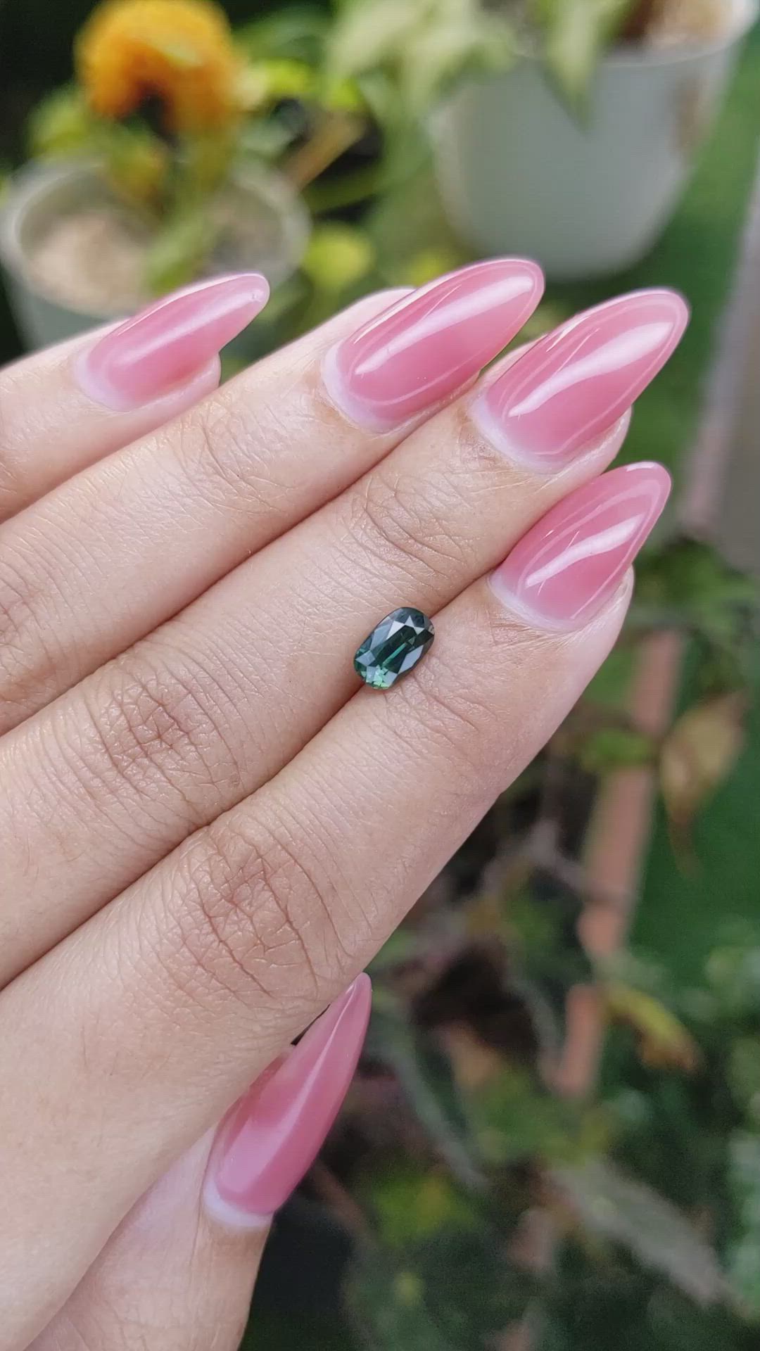 1.04 Ct. Bluish Green Sapphire from Madagascar Size Video