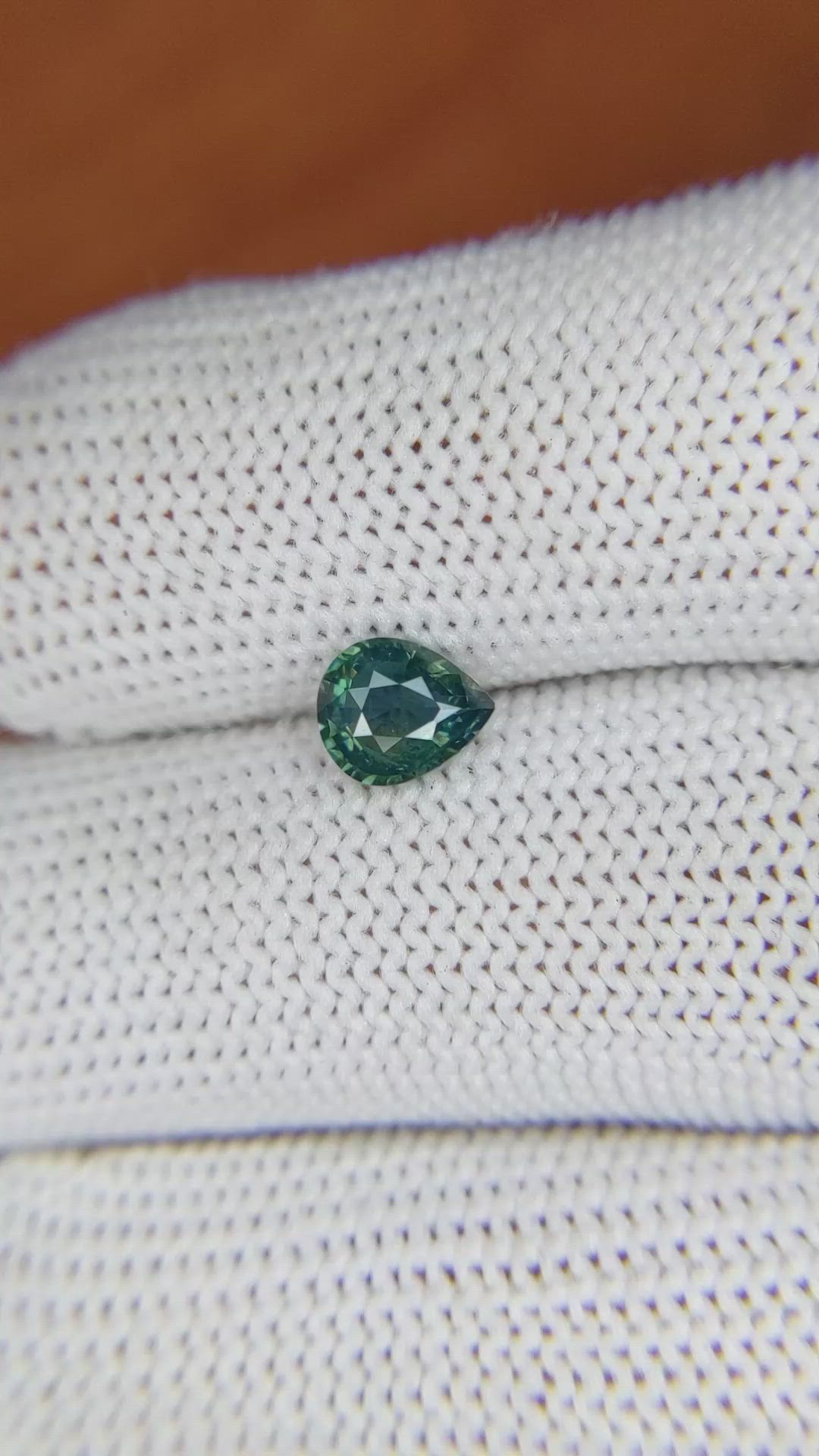 0.80 Ct. Bluish Green Sapphire from Madagascar Size Video