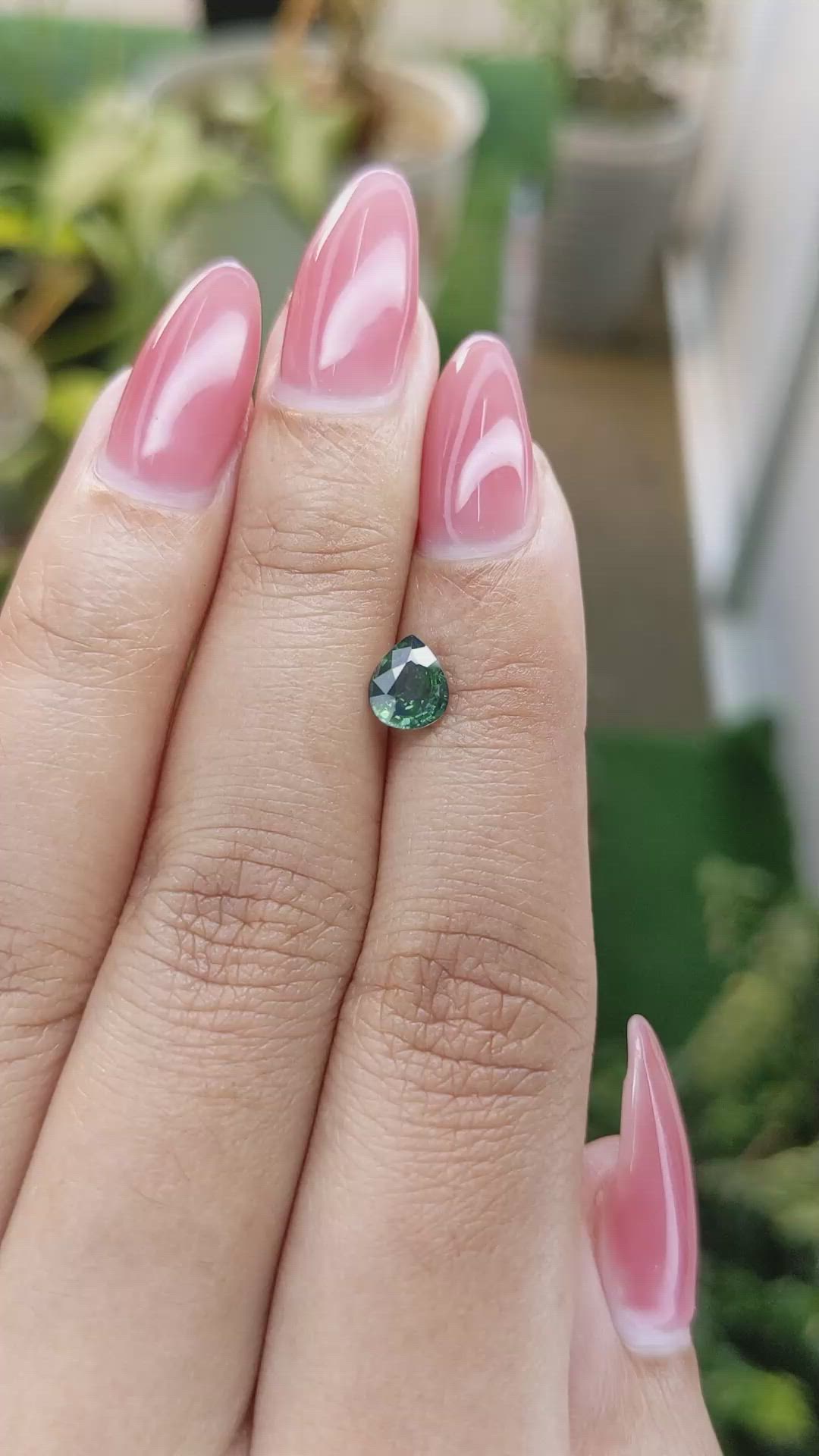0.80 Ct. Bluish Green Sapphire from Madagascar Size Video