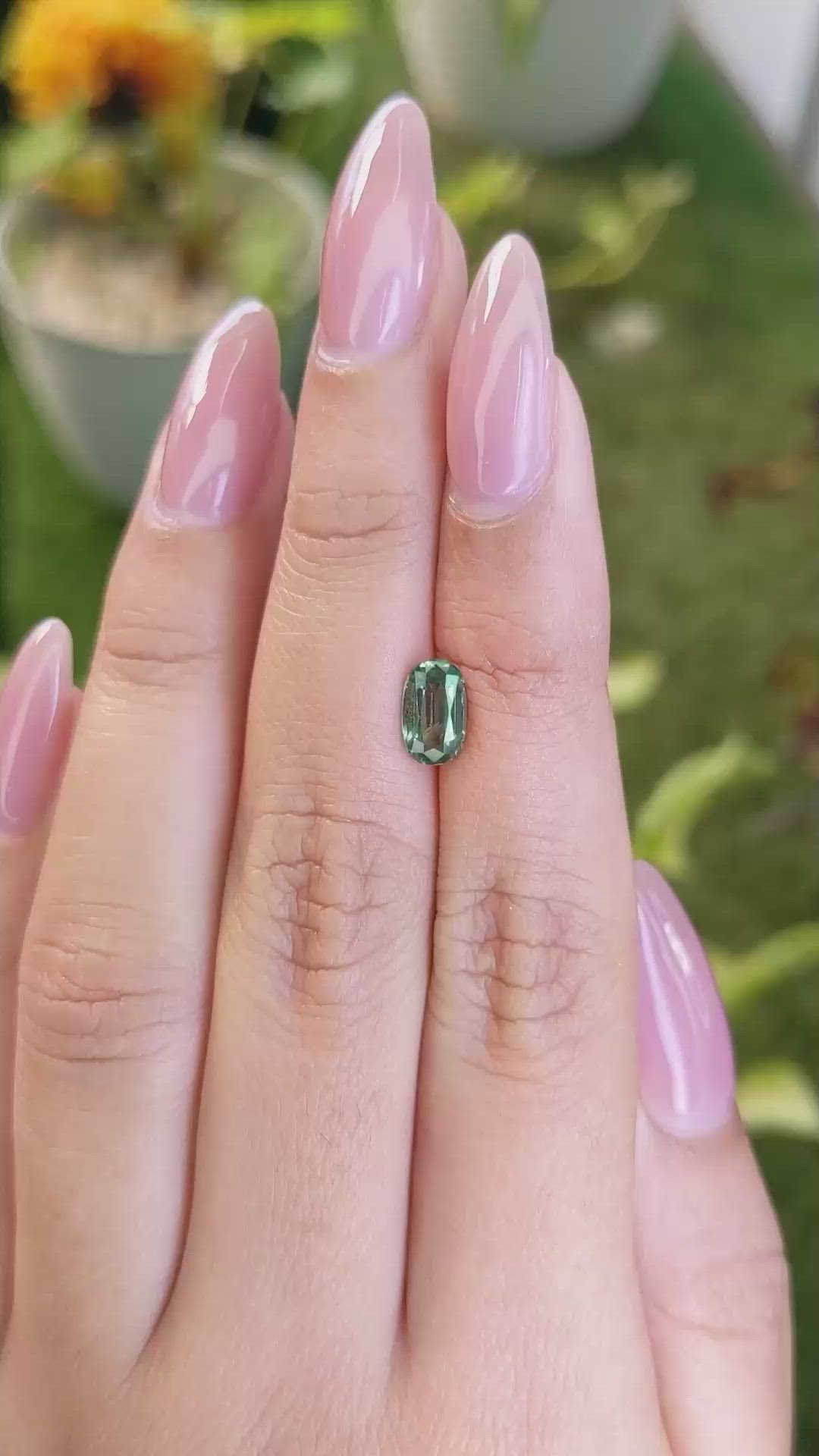 1.05 Ct. Green Sapphire from Madagascar Size Video