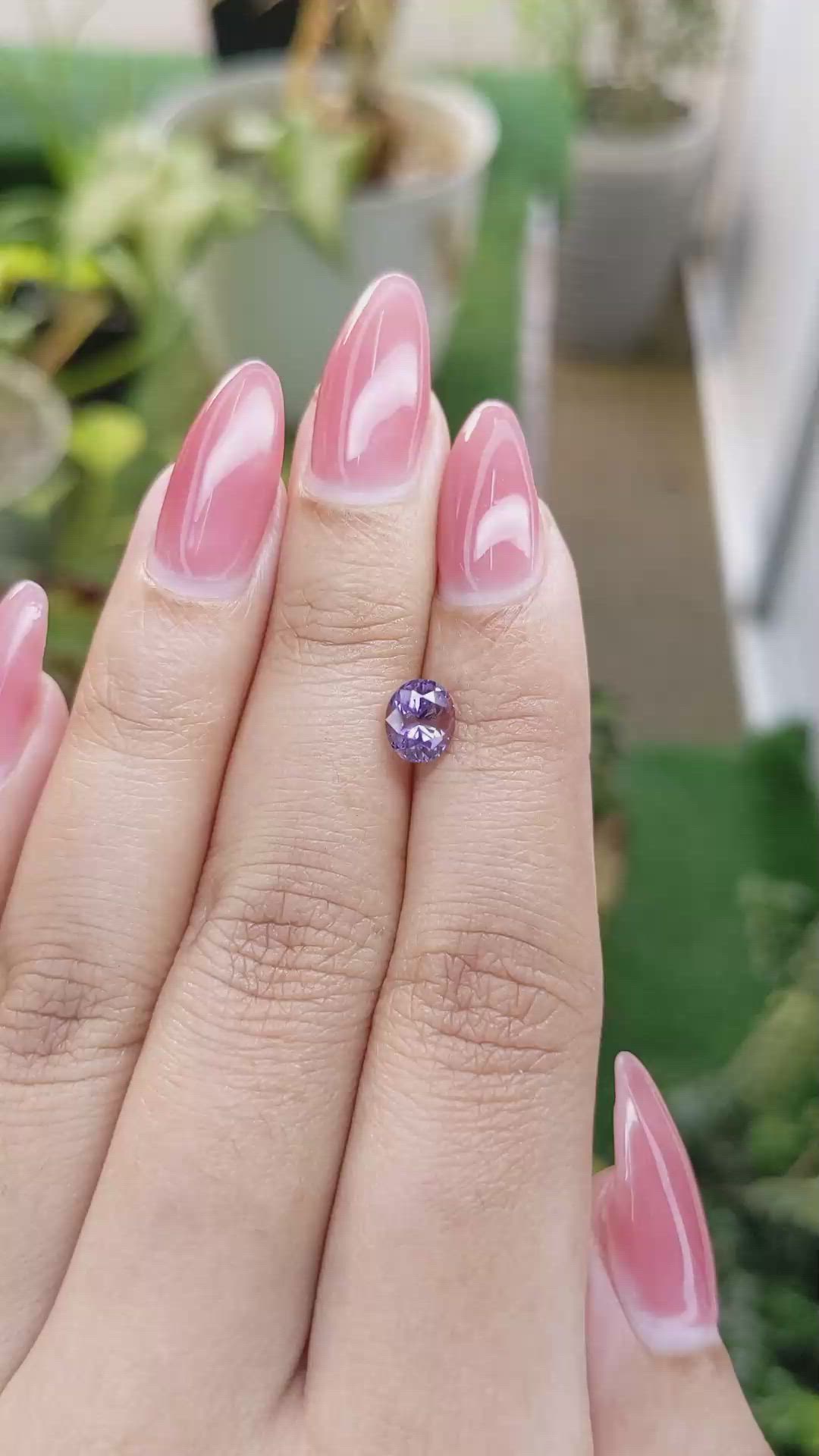 1.26 Ct. Pinkish Purple Sapphire from Ceylon (Sri Lanka) Size Video