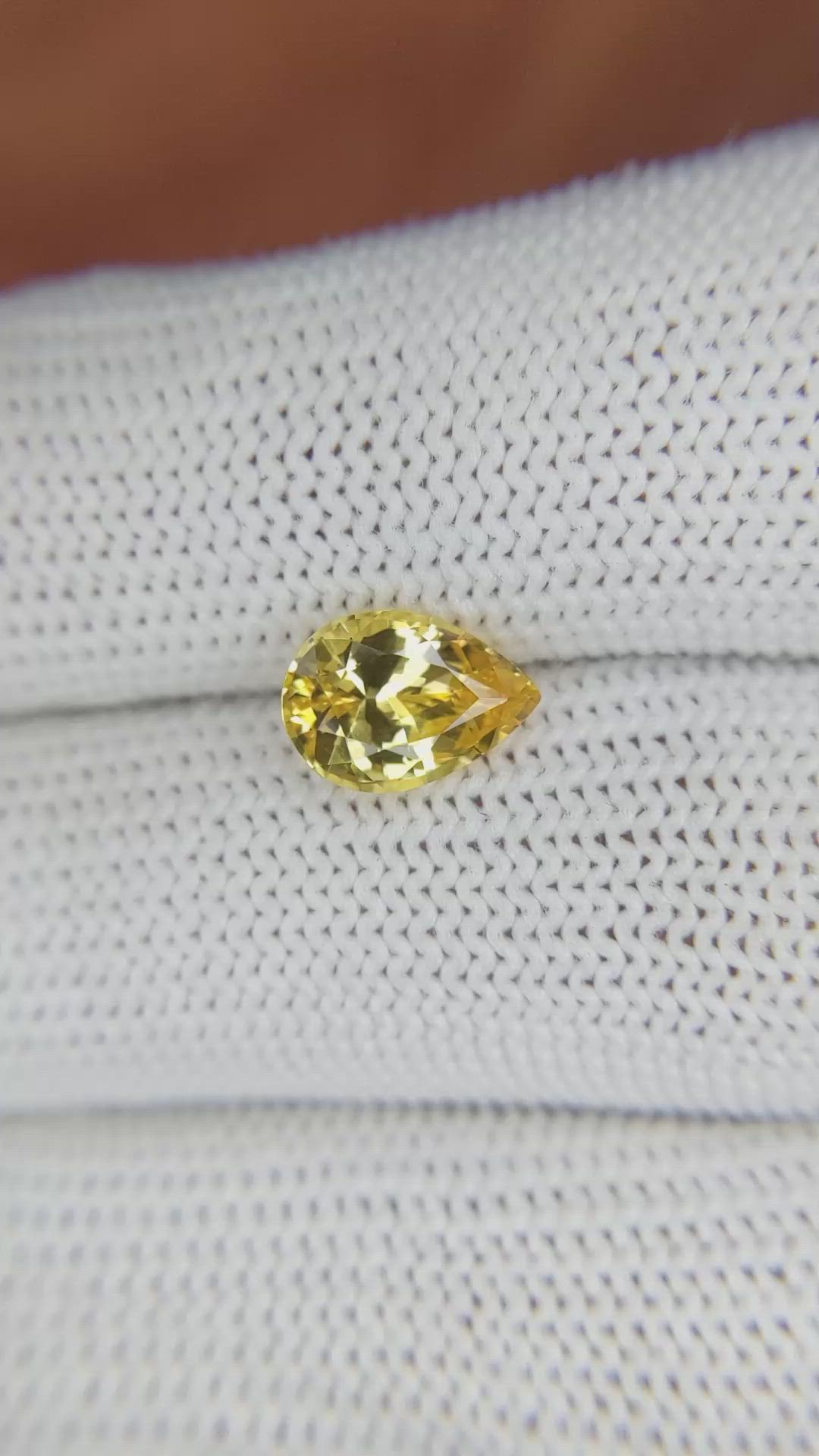 2.09 Ct. Orangish Yellow Sapphire from Ceylon (Sri Lanka) Size Video