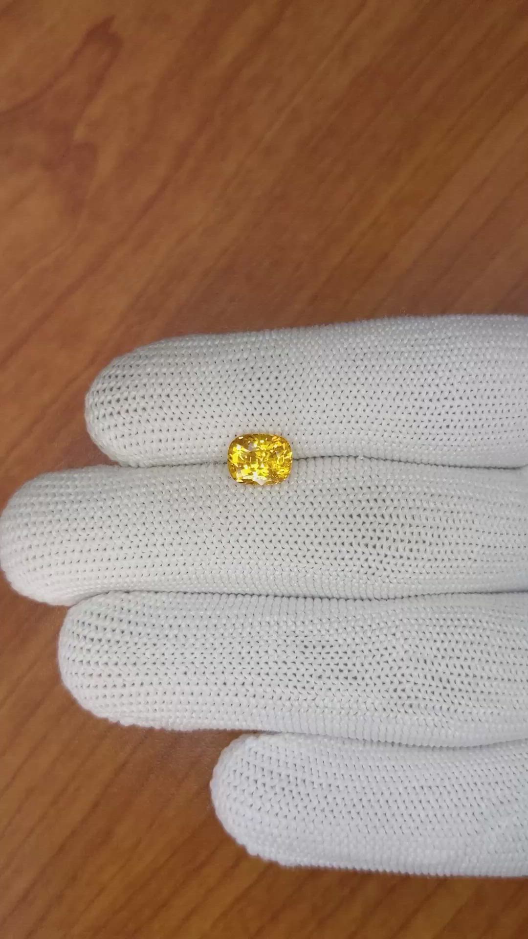 1.98 Ct. Orangish Yellow Sapphire from Ceylon (Sri Lanka) Size Video