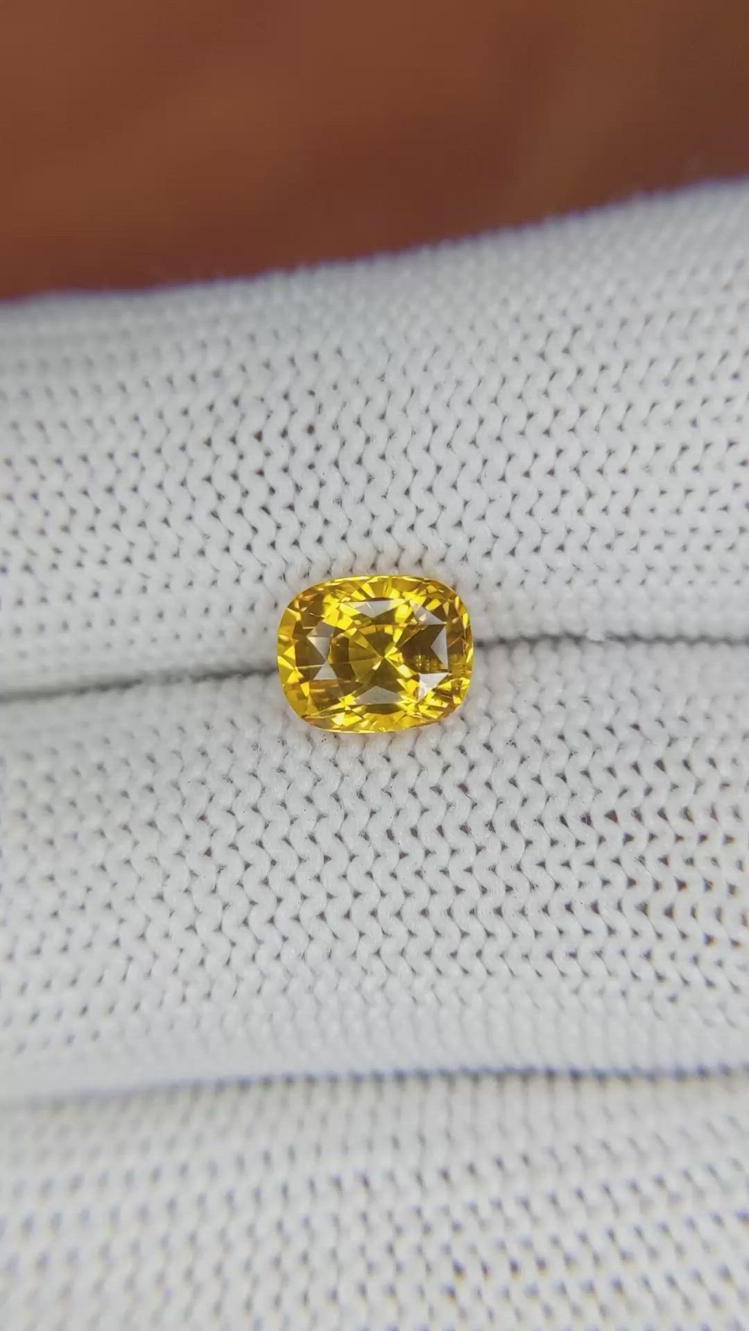 1.98 Ct. Orangish Yellow Sapphire from Ceylon (Sri Lanka) Size Video