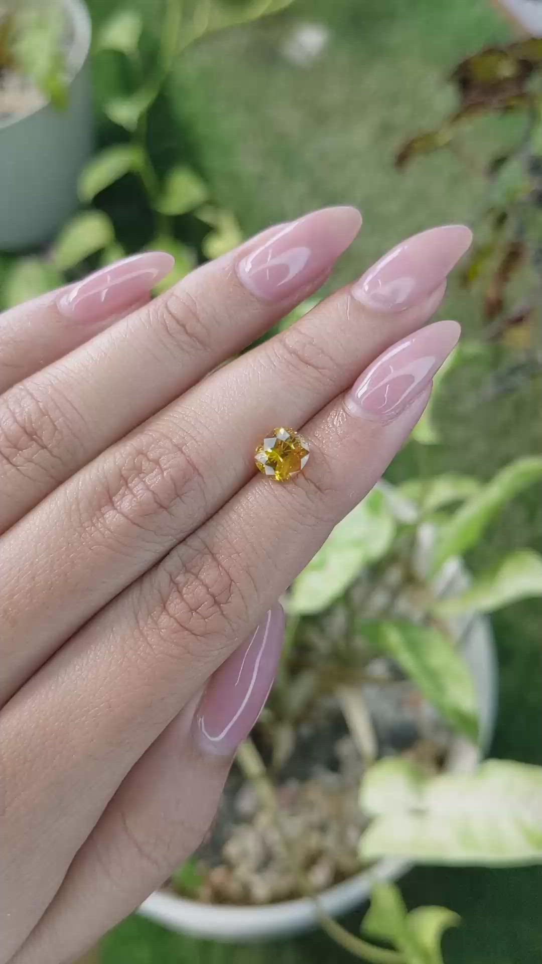 2.11 Ct. Orangish Yellow Sapphire from Ceylon (Sri Lanka) Size Video