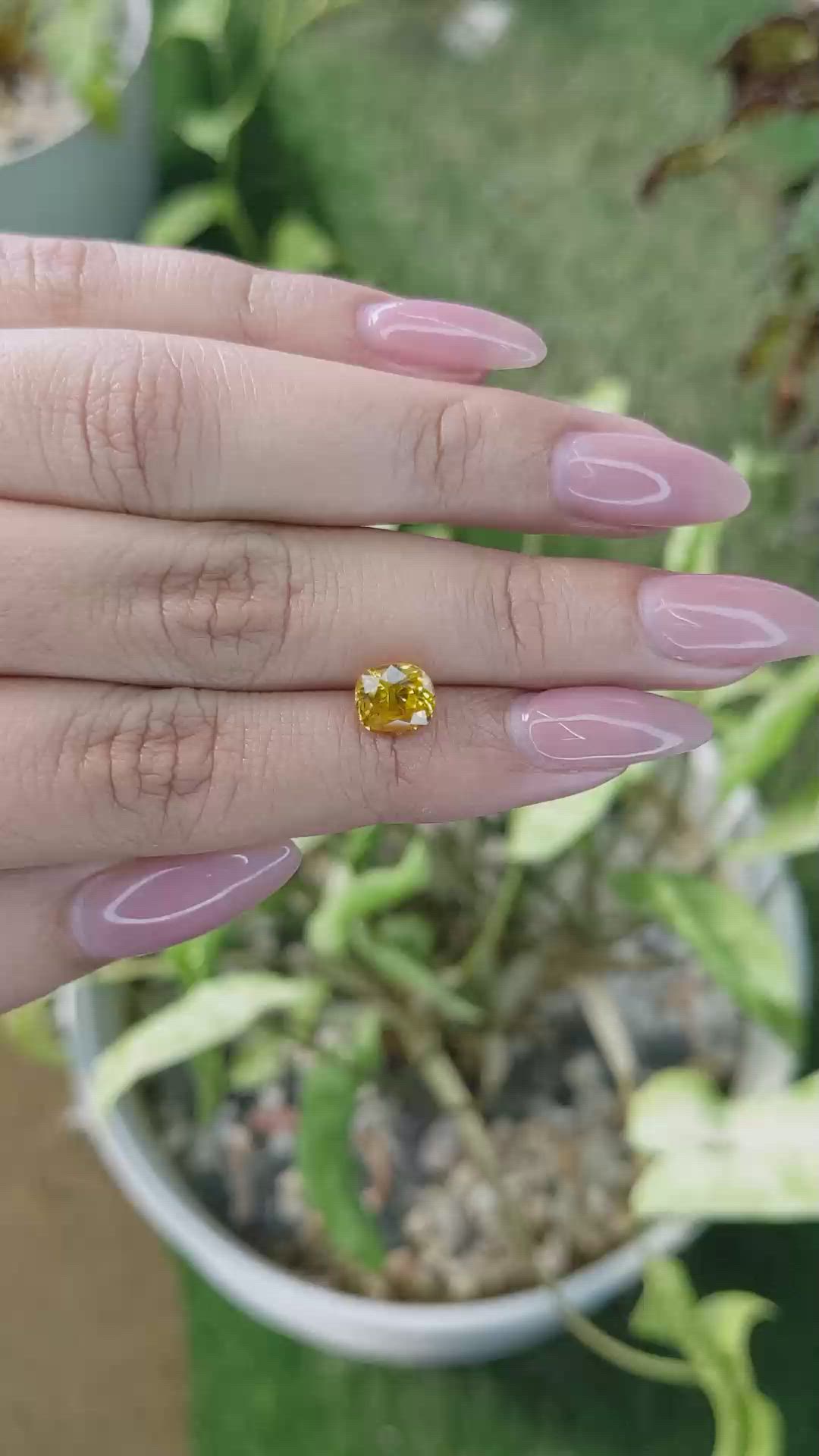 2.11 Ct. Orangish Yellow Sapphire from Ceylon (Sri Lanka) Size Video