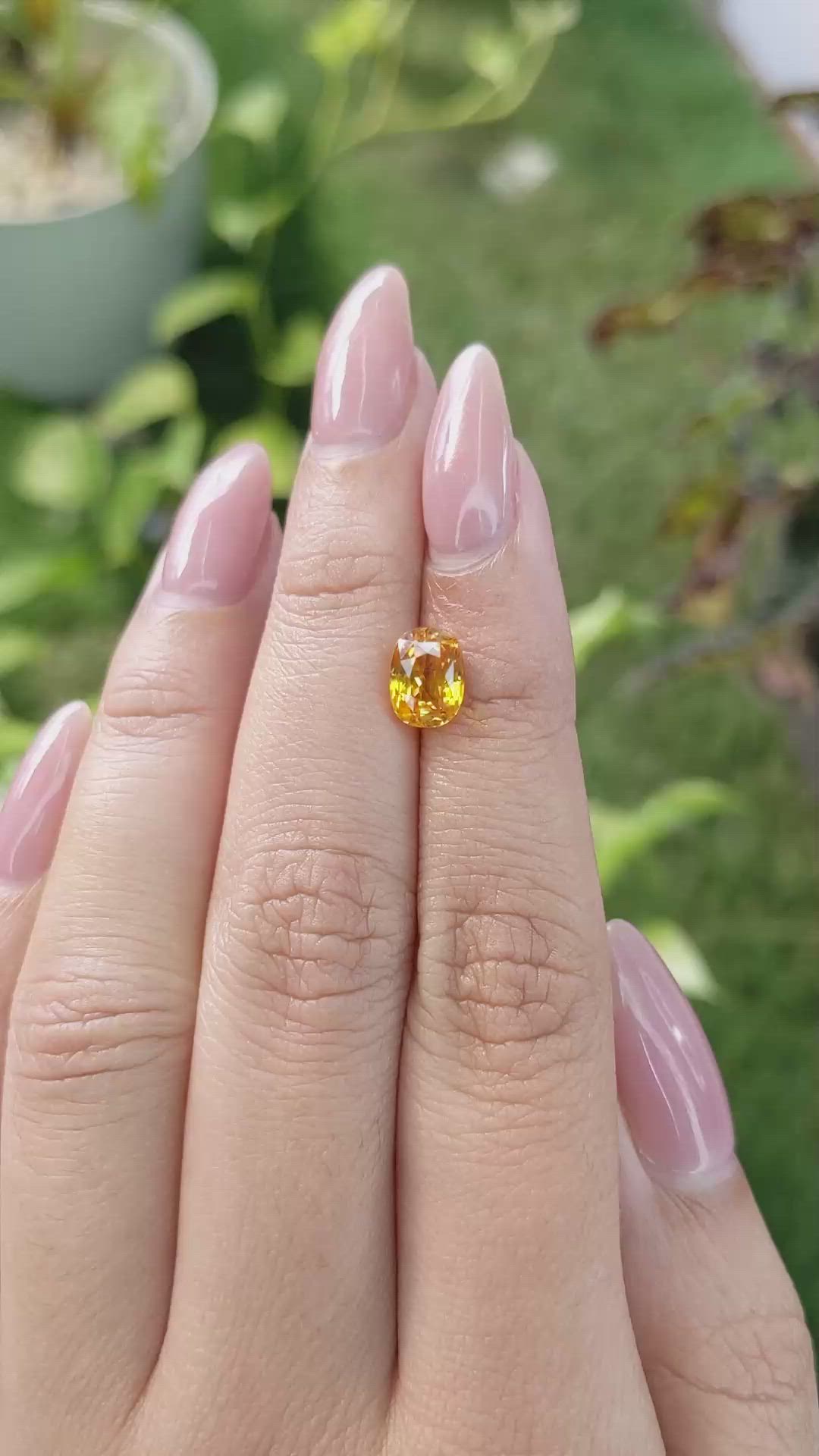 2.05 Ct. Yellowish Orange Sapphire from Ceylon (Sri Lanka) Size Video