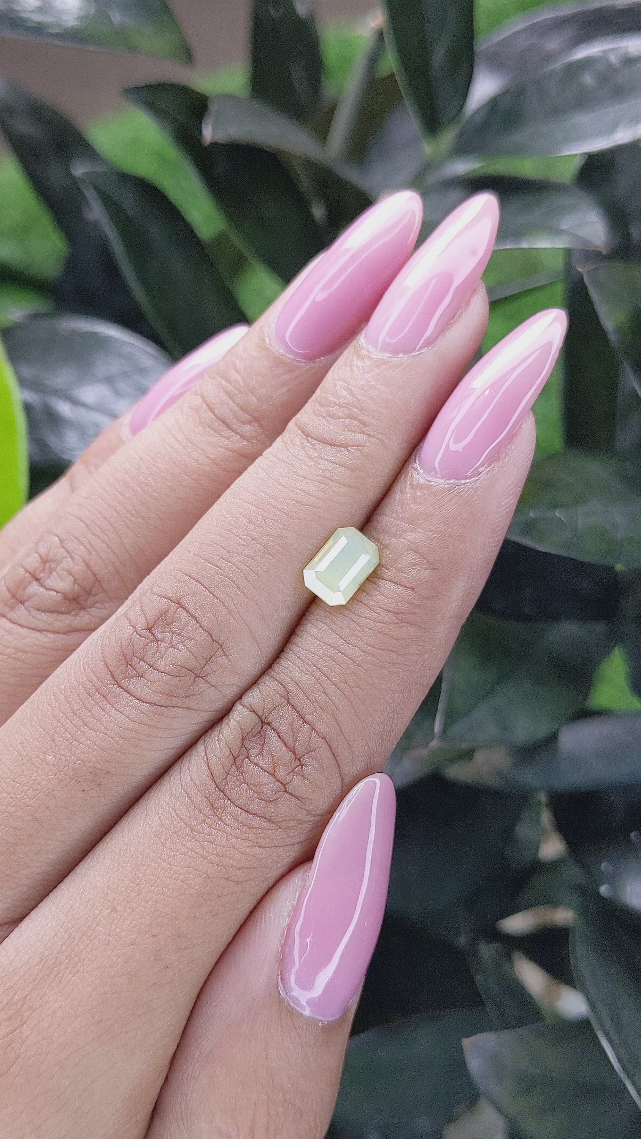 1.56 Ct. Yellowish Green Sapphire from Madagascar Size Video