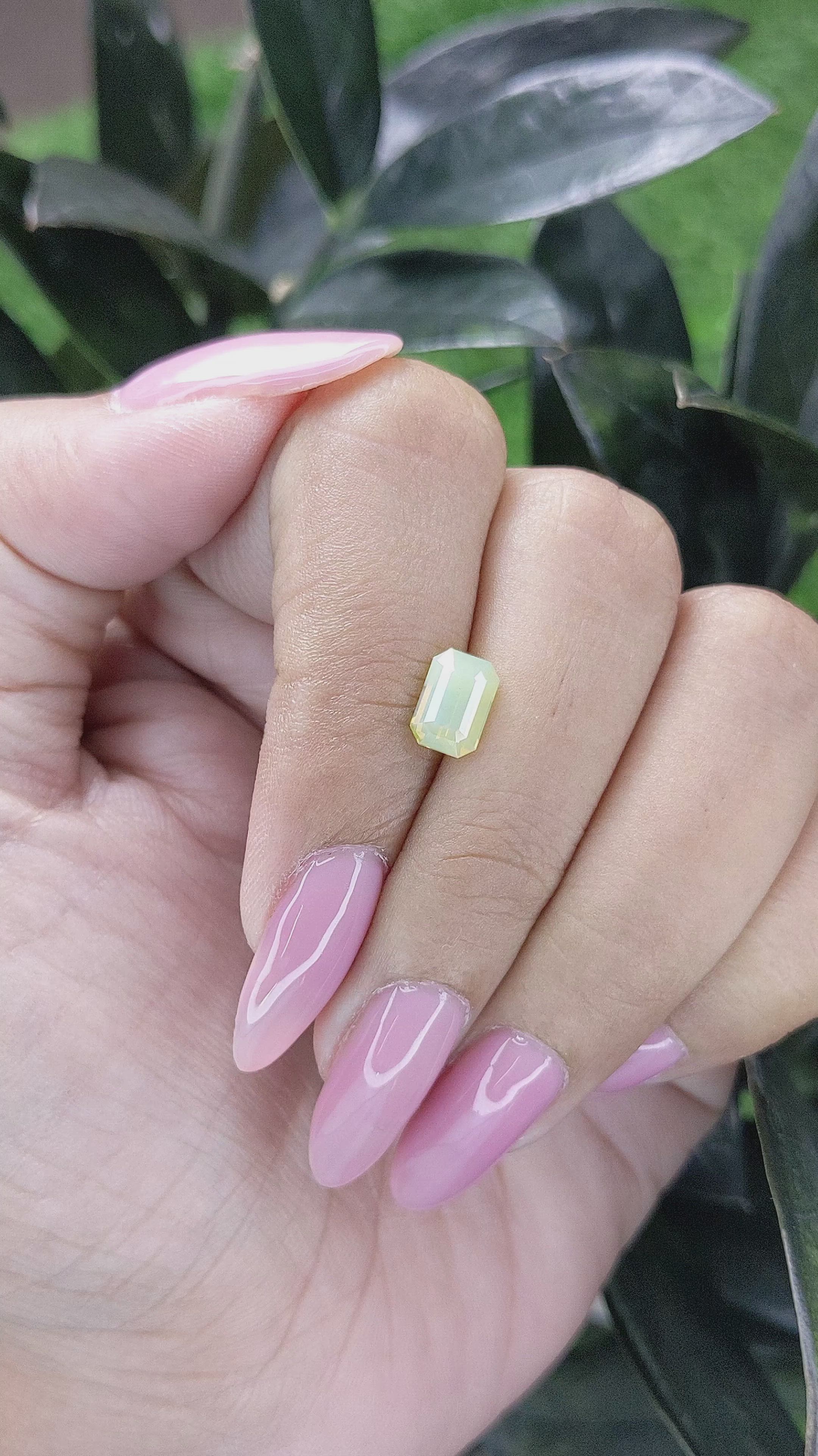 1.56 Ct. Yellowish Green Sapphire from Madagascar Size Video