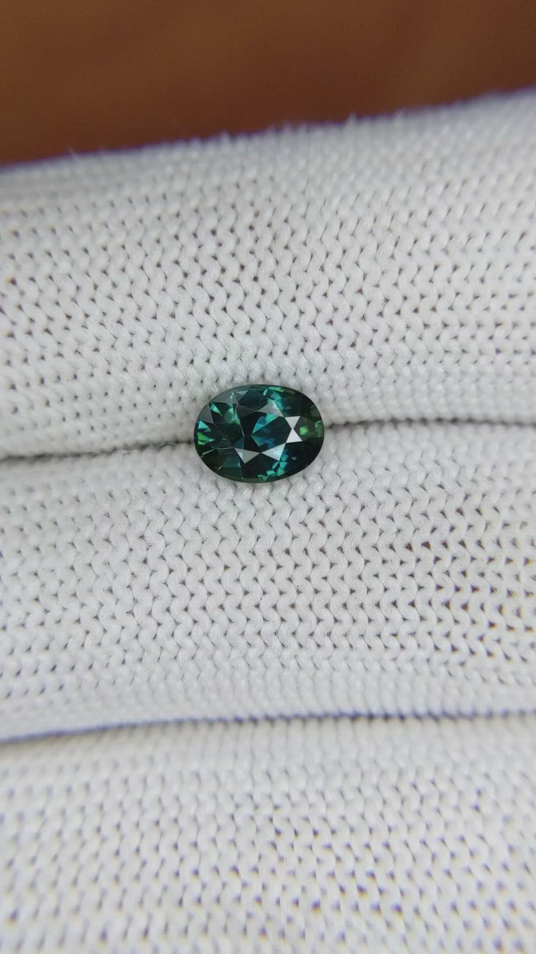 1.12 Ct. Bluish Green Sapphire from Ceylon (Sri Lanka) Size Video