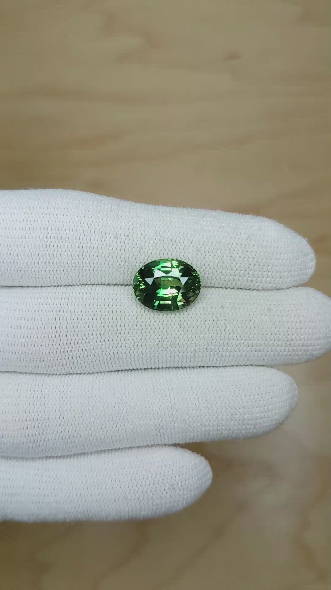 6.96 Ct. Green Sapphire from Madagascar Size Video