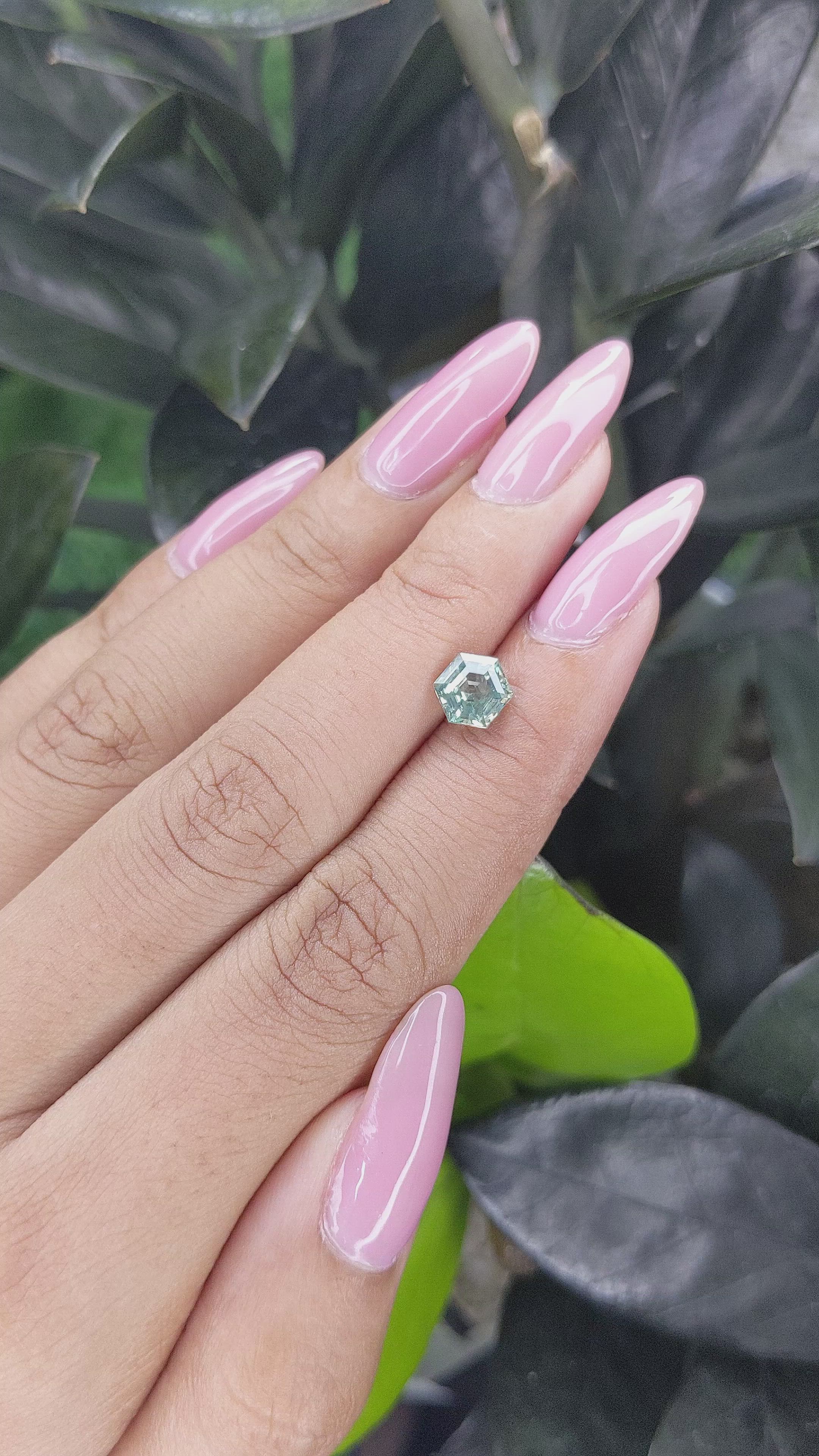1.55 Ct. Bluish Green Sapphire from Madagascar Size Video