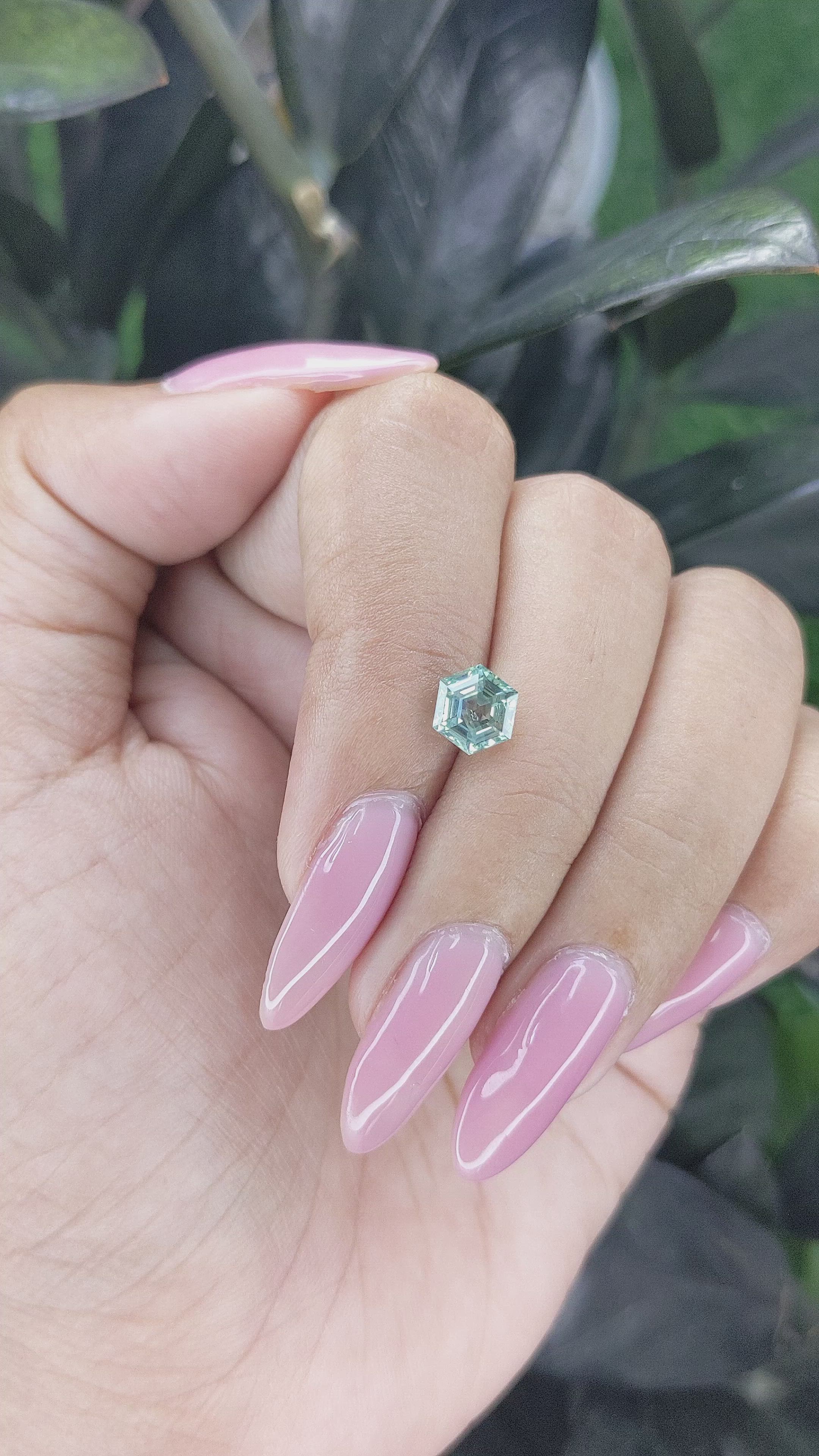 1.55 Ct. Bluish Green Sapphire from Madagascar Size Video