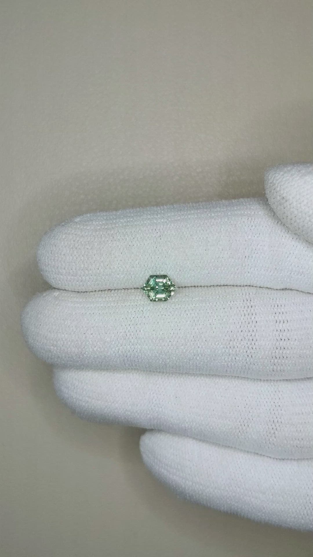 0.70 Ct. Bluish Green Sapphire from Montana Size Video