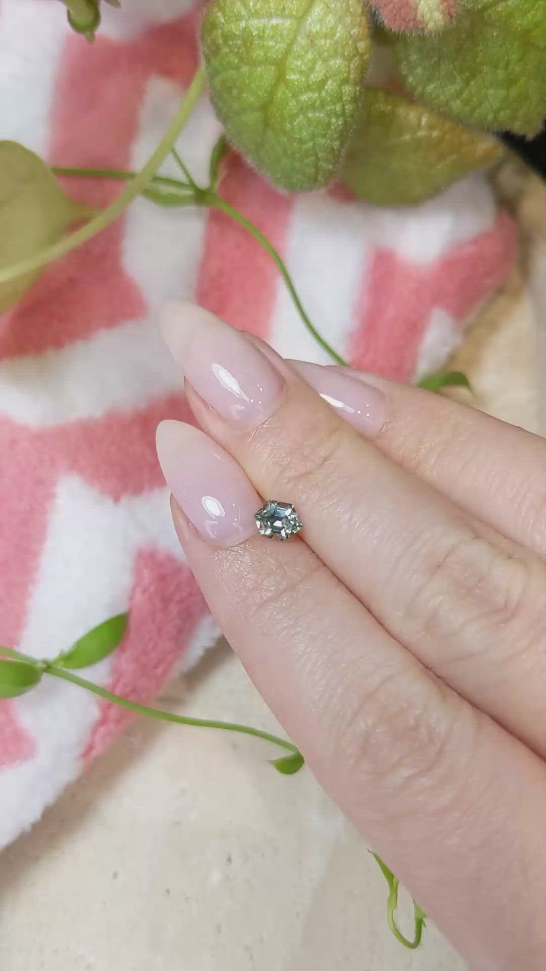 0.70 Ct. Bluish Green Sapphire from Montana Size Video