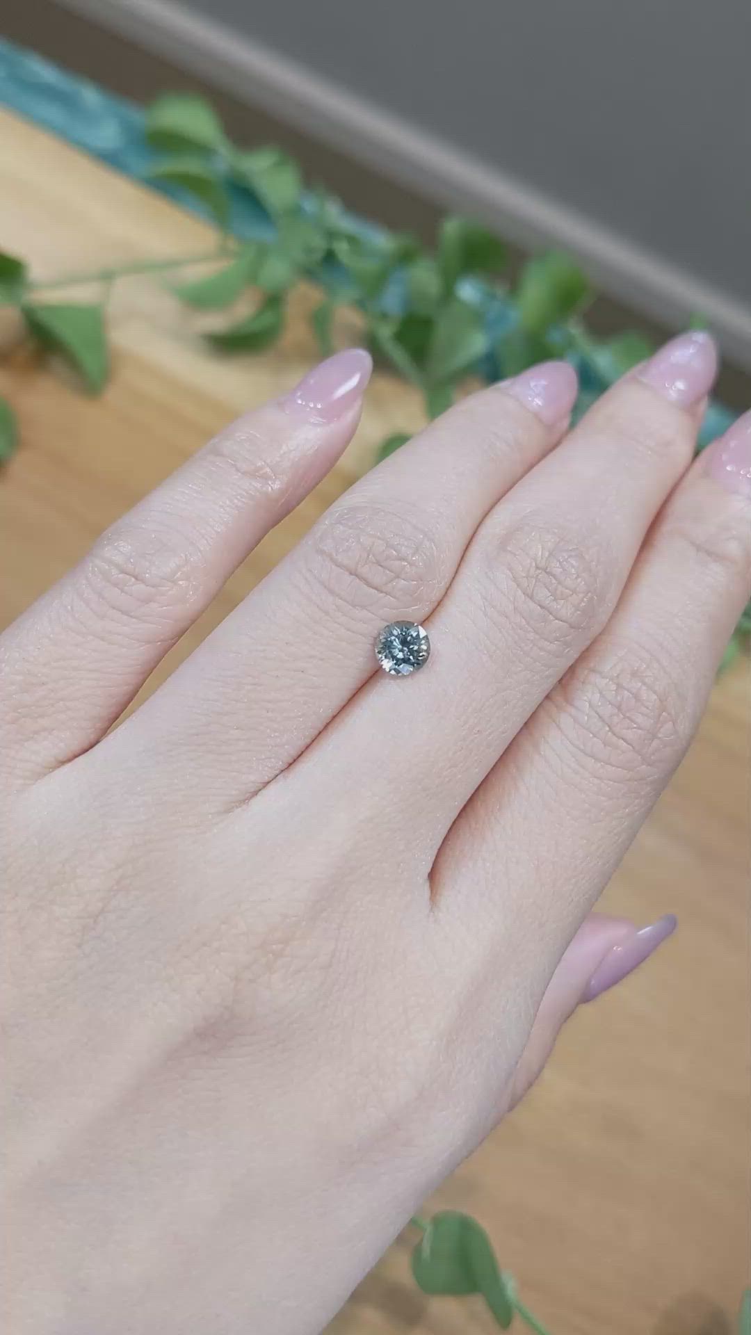 0.77 Ct. Greenish Blue Sapphire from Montana Size Video