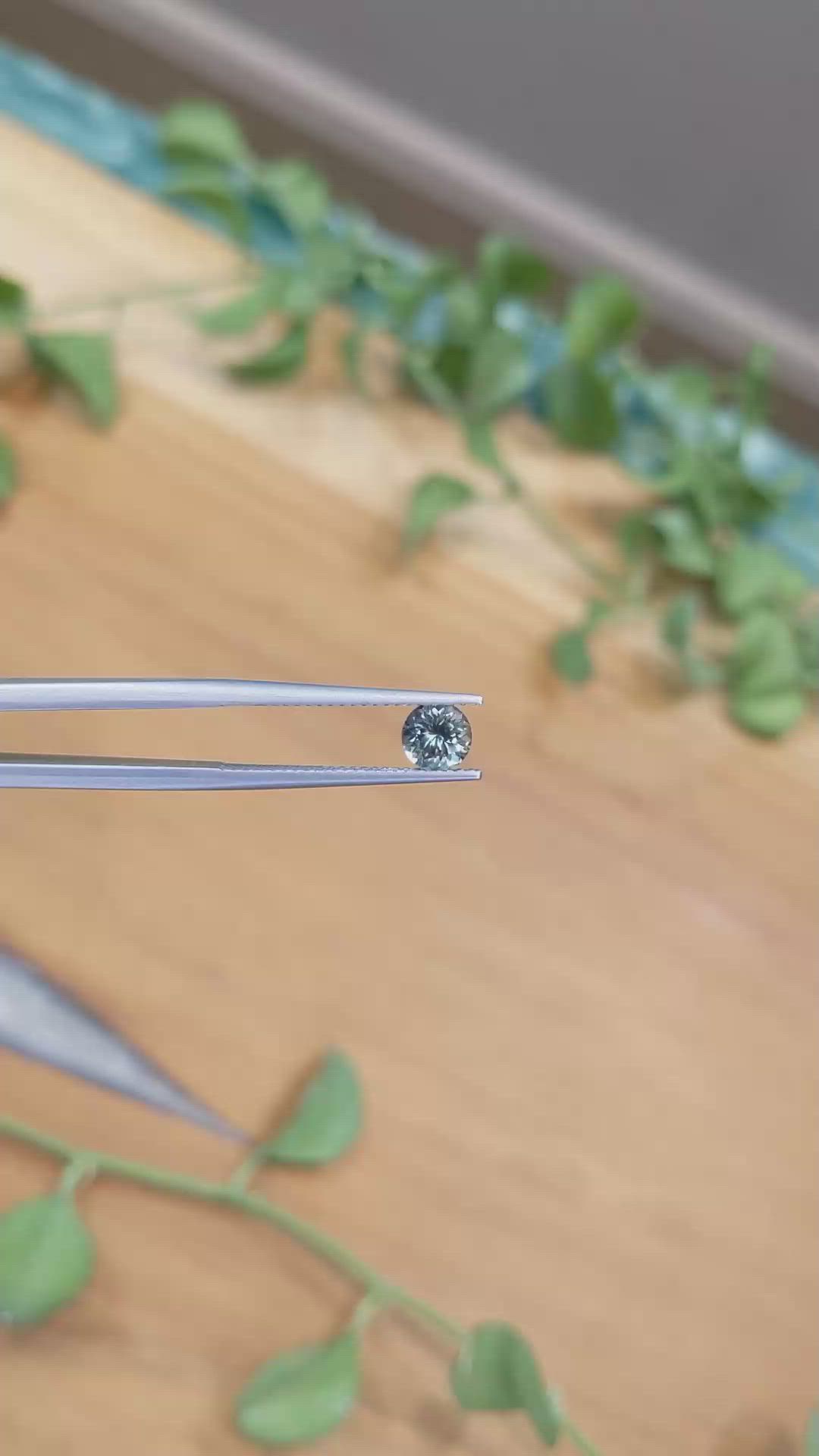 0.77 Ct. Greenish Blue Sapphire from Montana Size Video