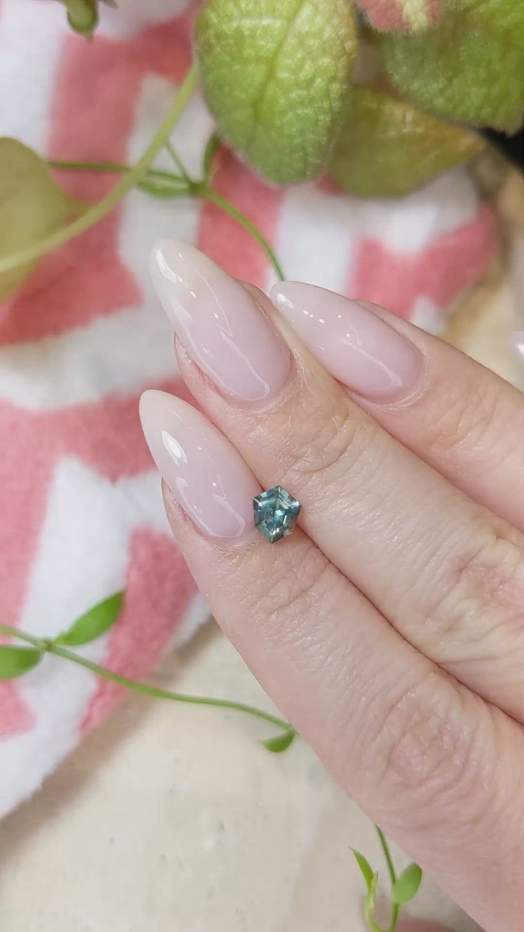 0.79 Ct. Bluish Green Sapphire from Montana Size Video