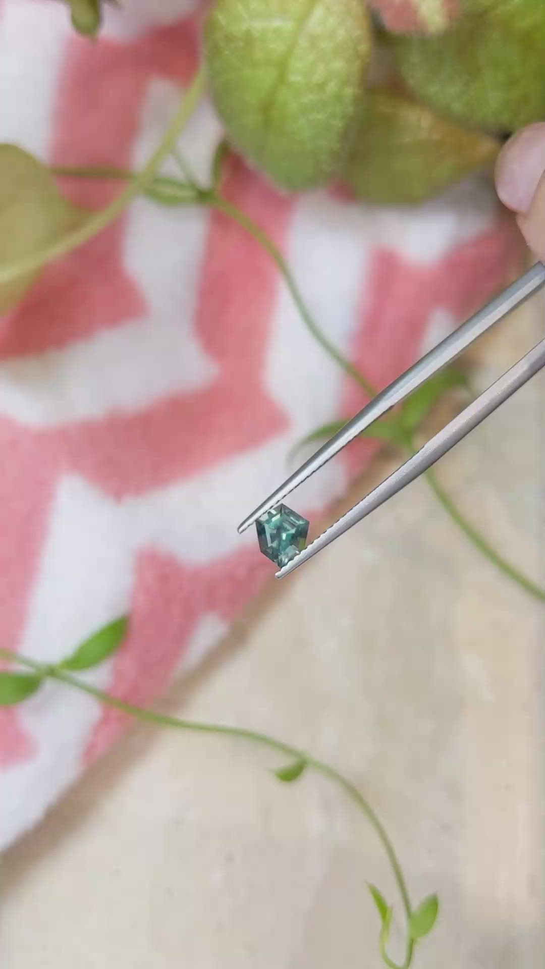 0.79 Ct. Bluish Green Sapphire from Montana Size Video