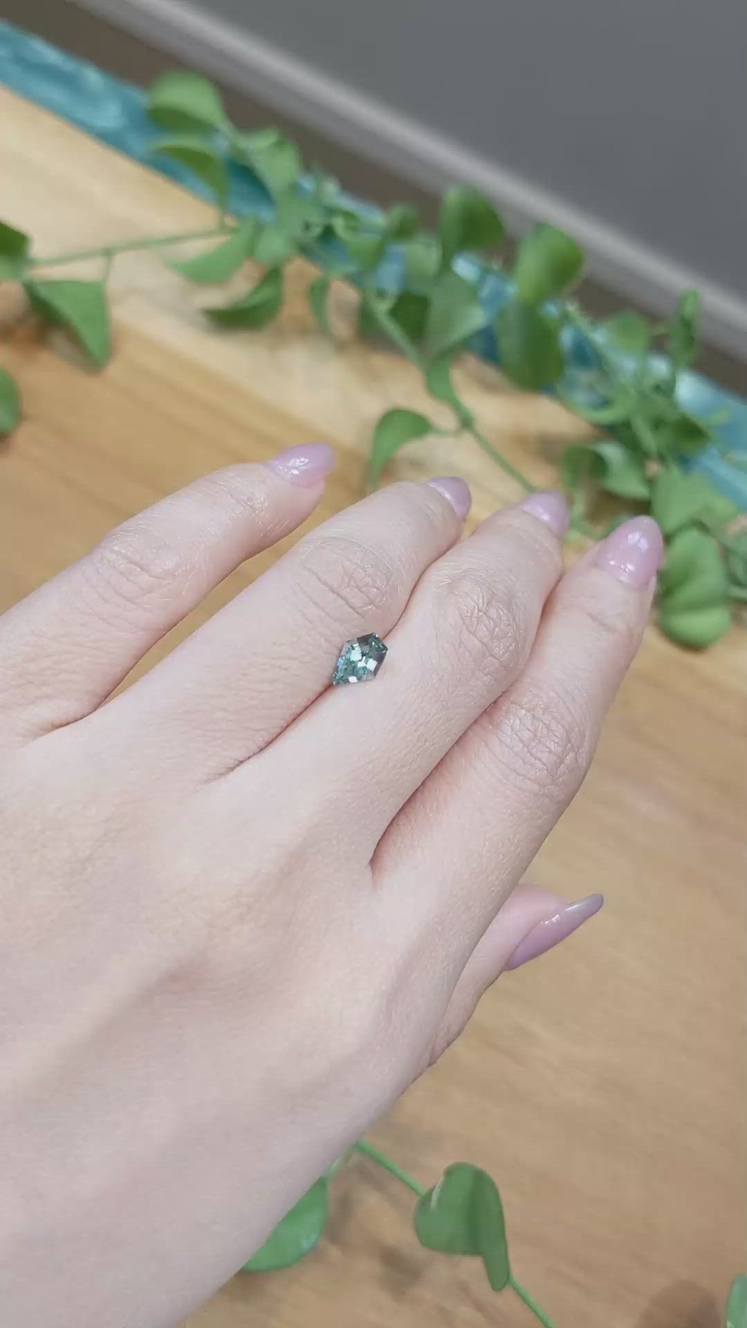 0.86 Ct. Bluish Green Sapphire from Montana Size Video