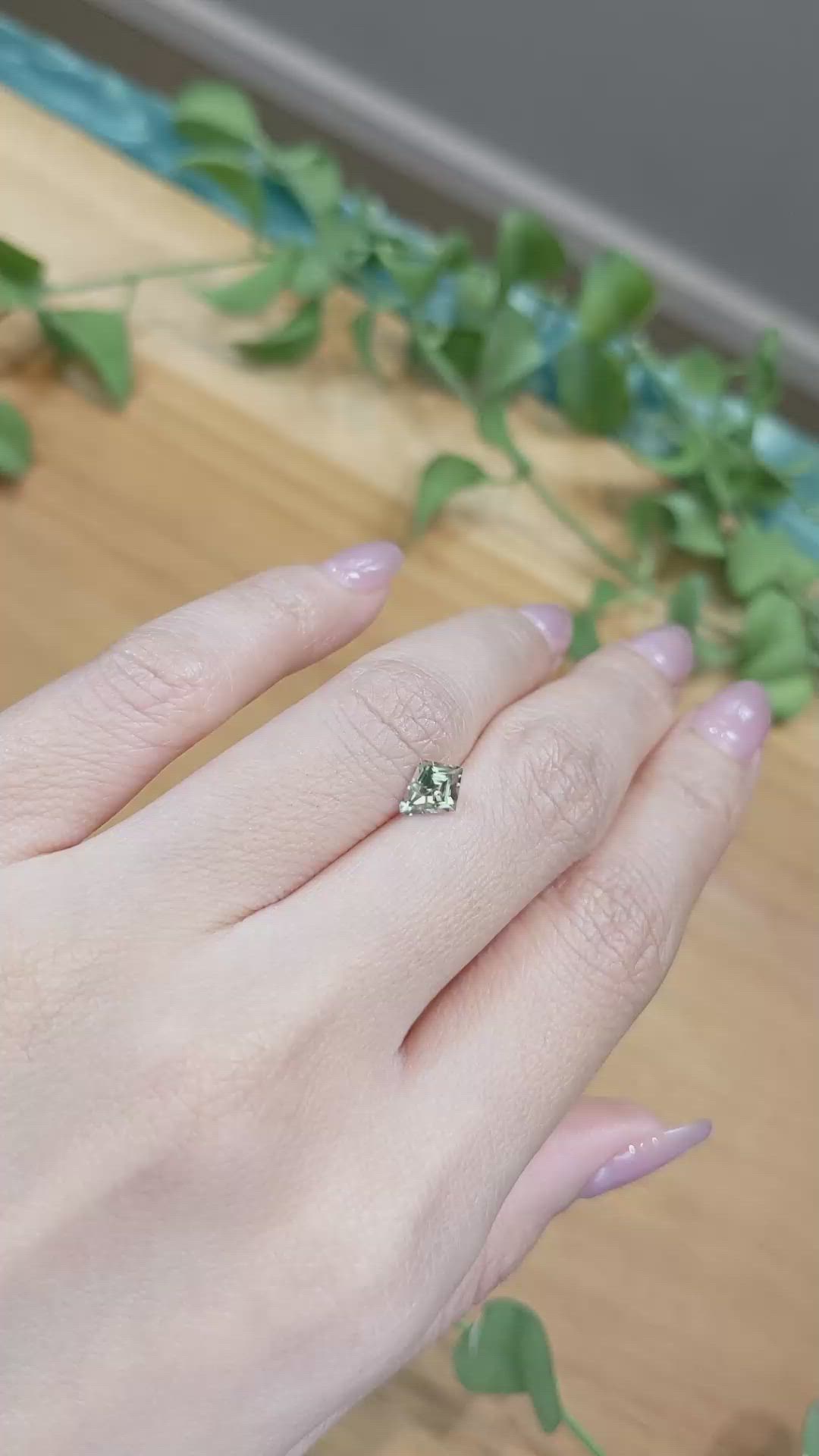 0.88 Ct. Green Sapphire from Montana Size Video