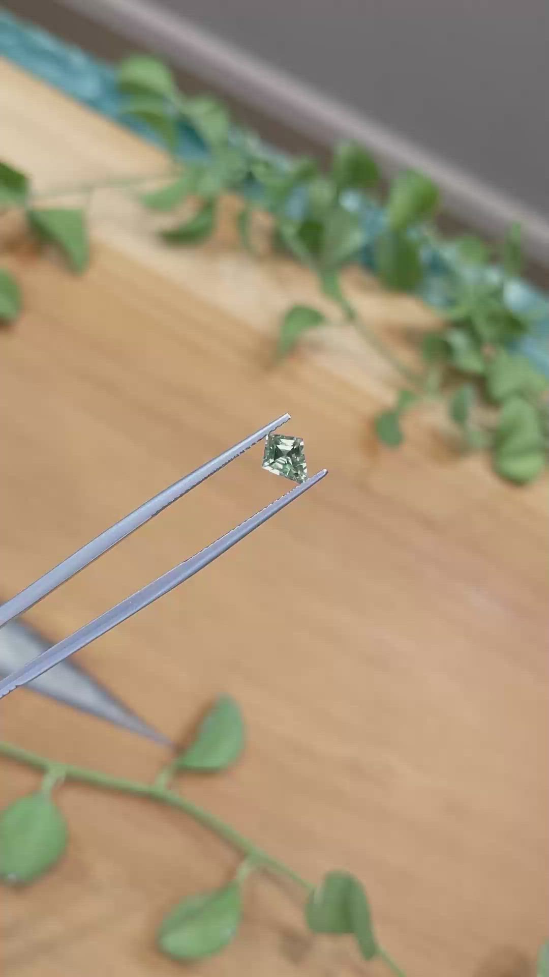 0.88 Ct. Green Sapphire from Montana Size Video
